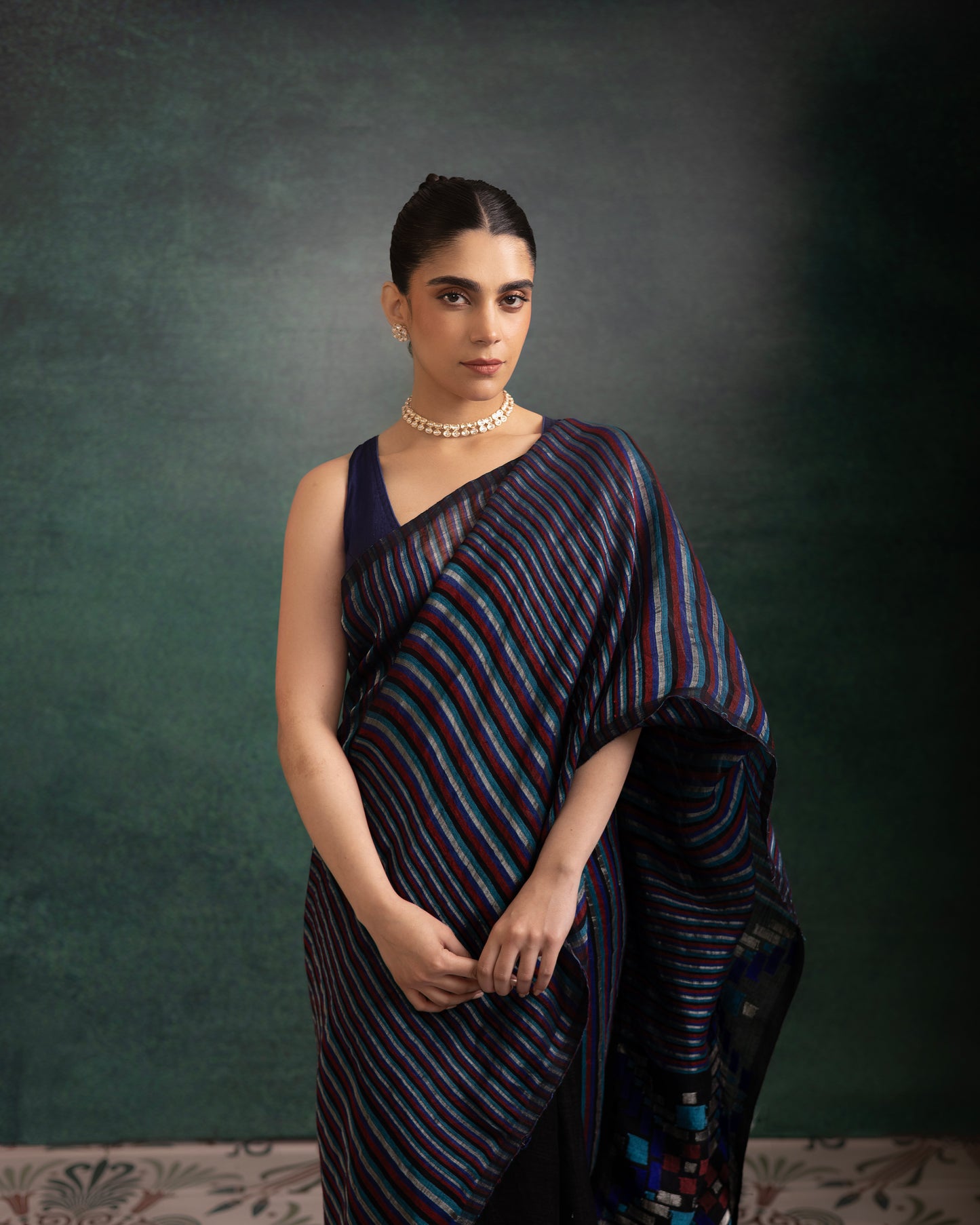 Black Pure Linen Jamdani Handloom Saree