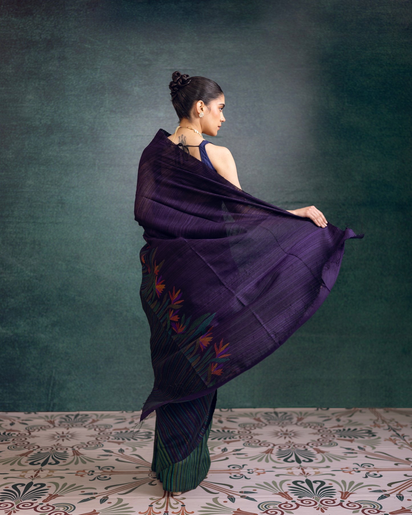 Purple Pure Matka Silk Jamdani Handloom Saree