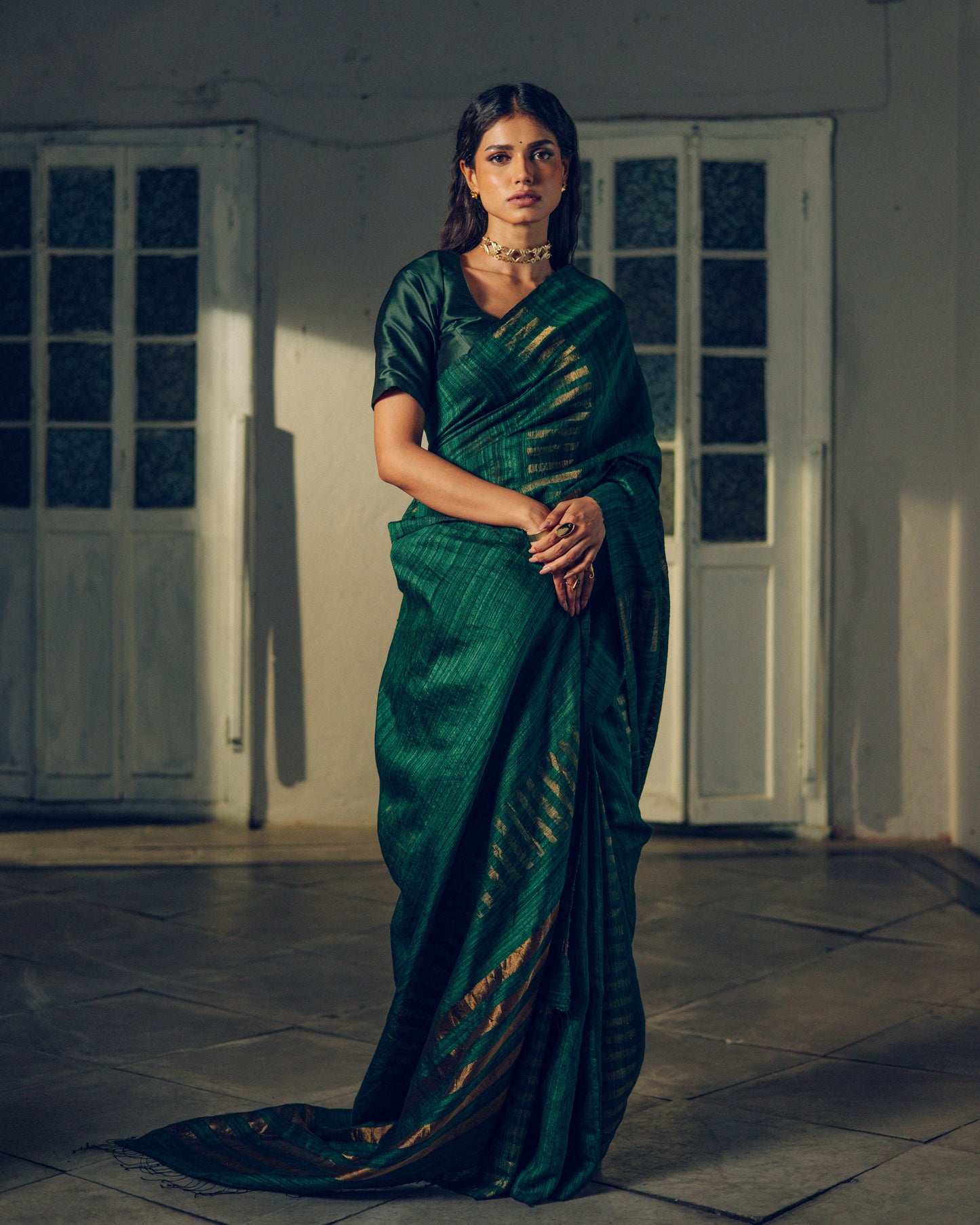 Green Pure Matka Silk Jamdani Handloom Saree