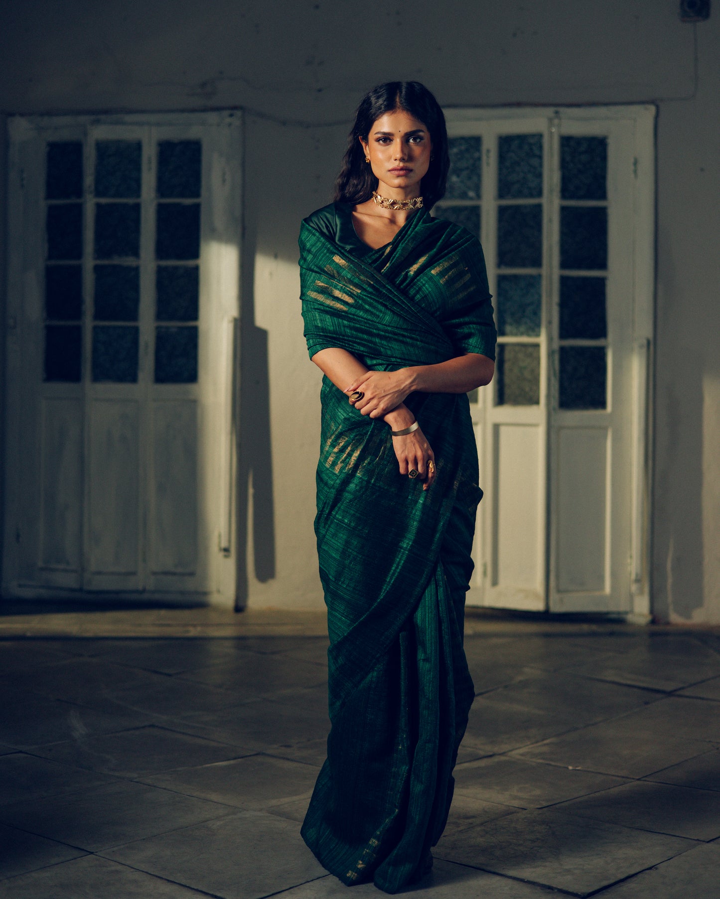 Green Pure Matka Silk Jamdani Handloom Saree