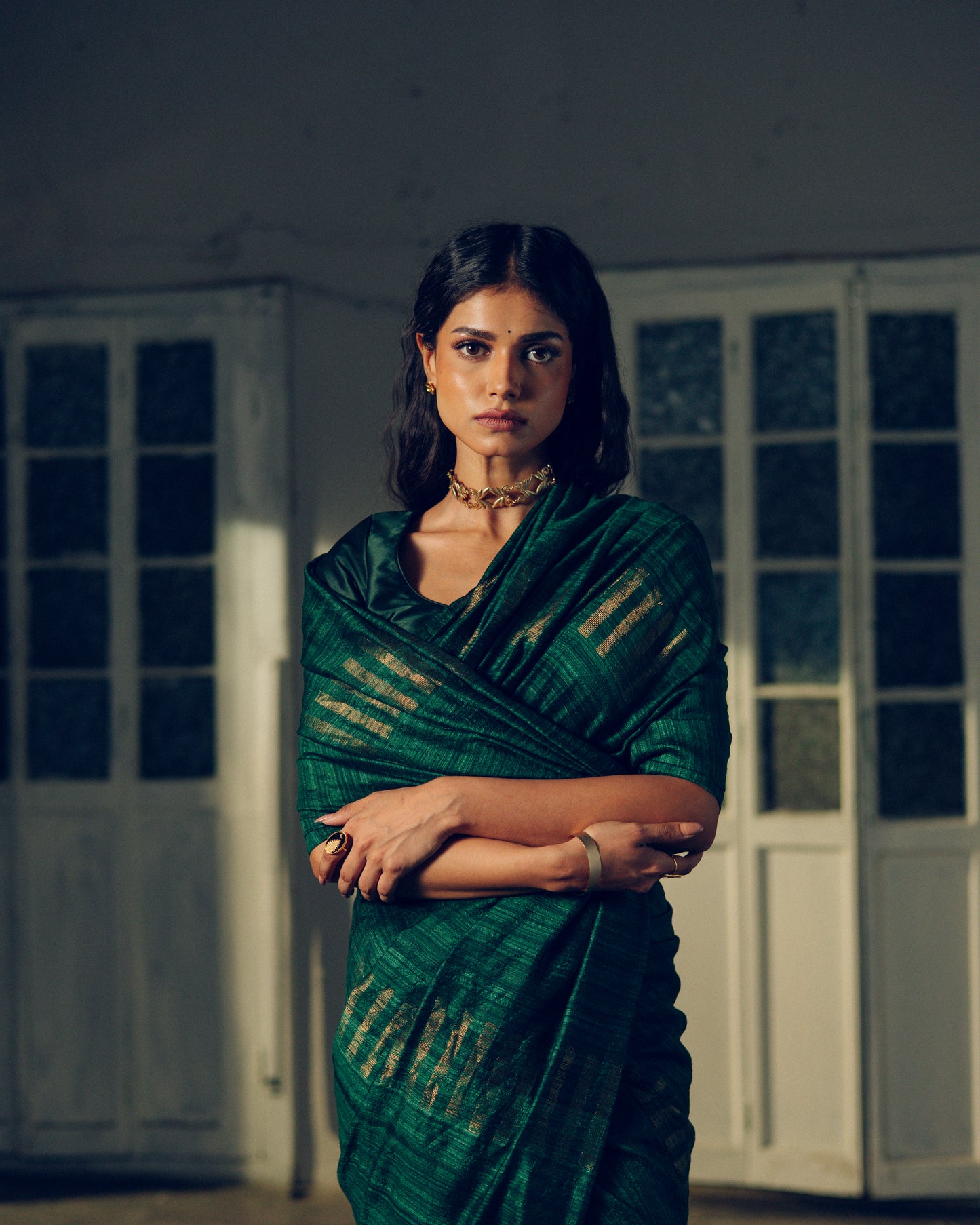 Green Pure Matka Silk Jamdani Handloom Saree