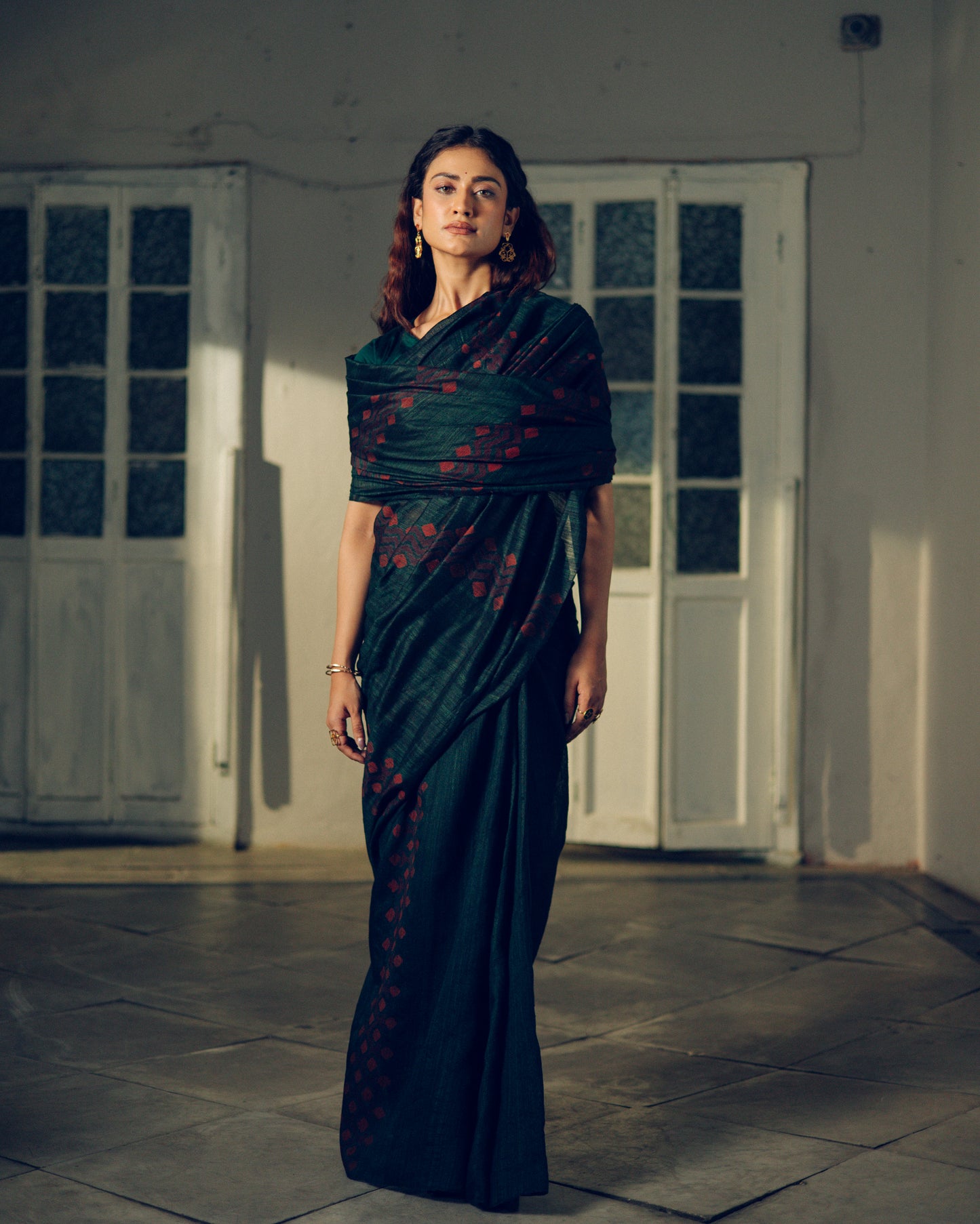 Green Pure Matka Silk Jamdani Handloom Saree