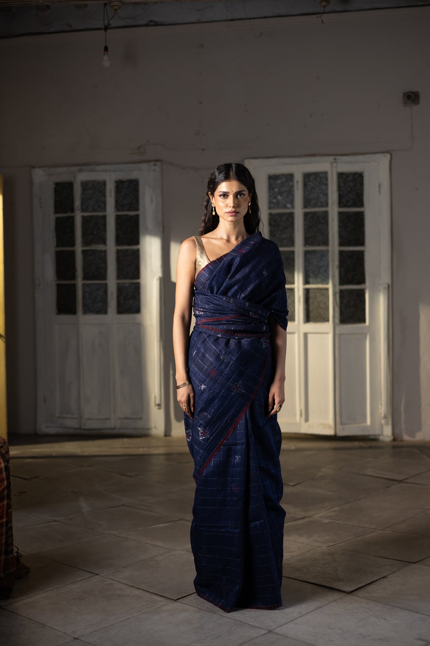 Blue Pure Matka Silk Jamdani Handloom Saree