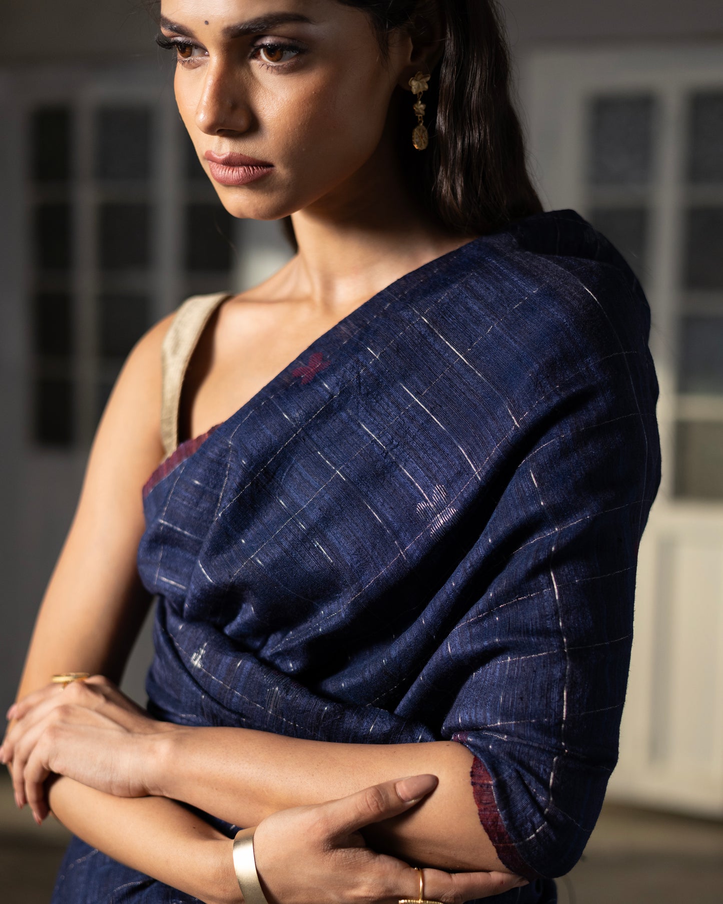 Blue Pure Matka Silk Jamdani Handloom Saree