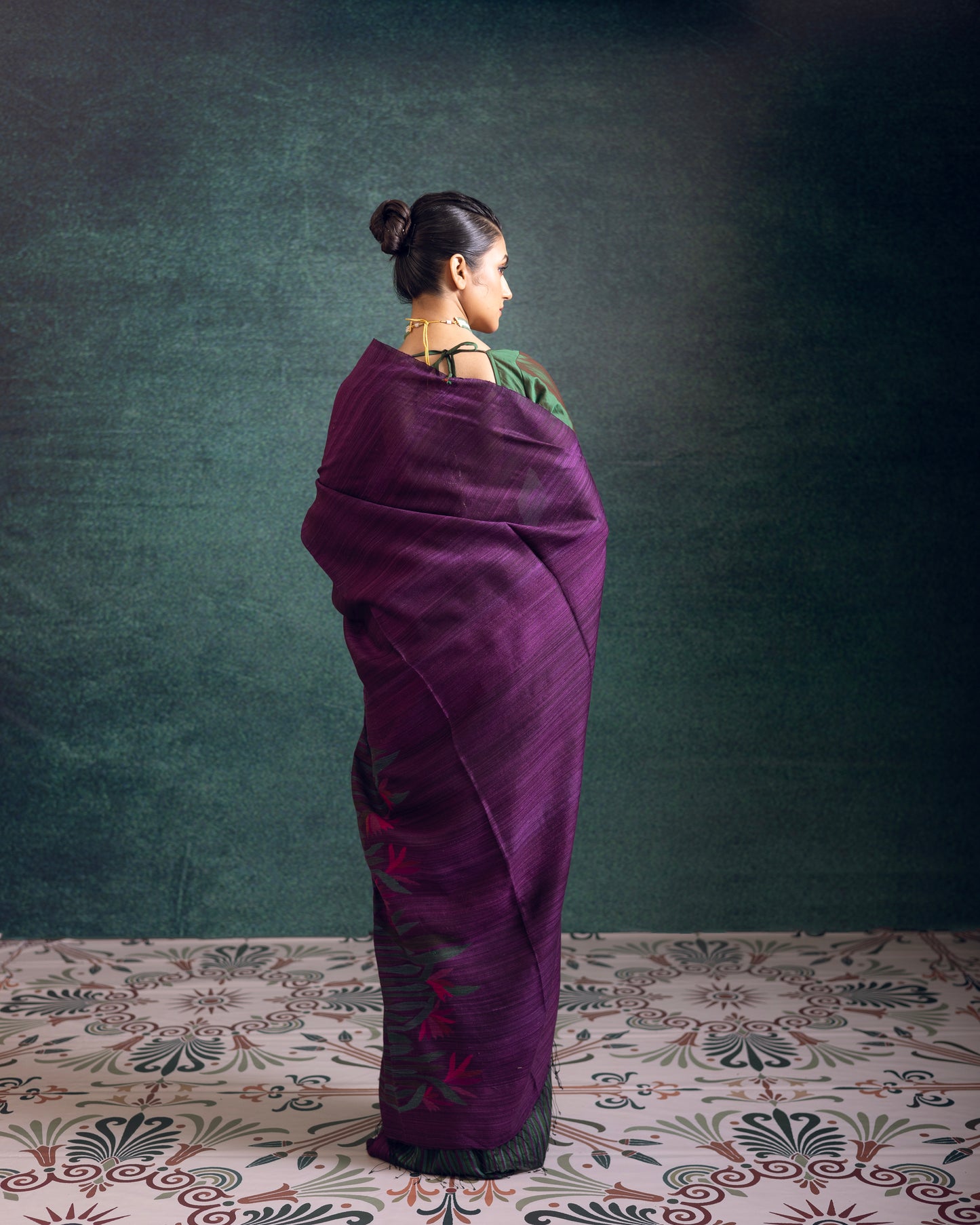 Magenta Pure Matka Silk Jamdani Handloom Saree