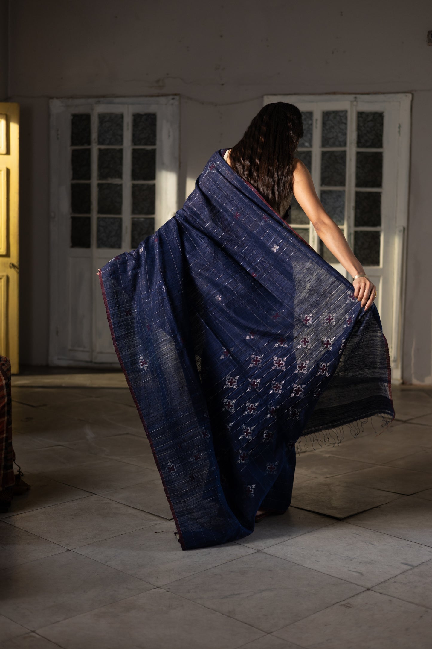 Blue Pure Matka Silk Jamdani Handloom Saree