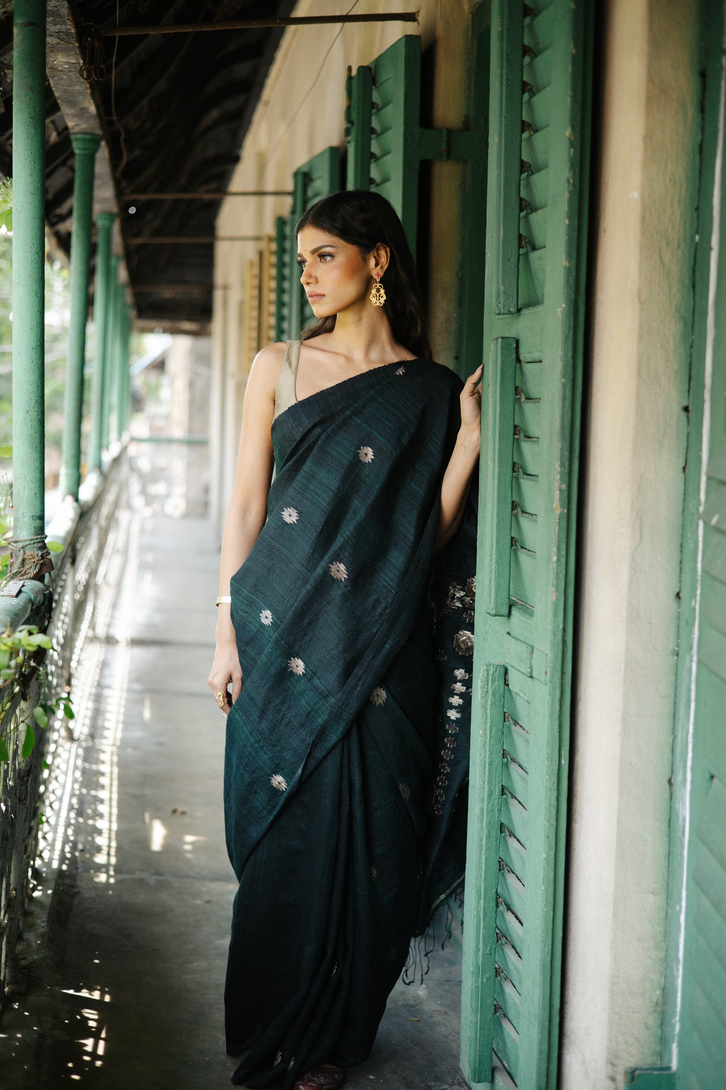 Green Pure Matka Silk Jamdani Handloom Saree