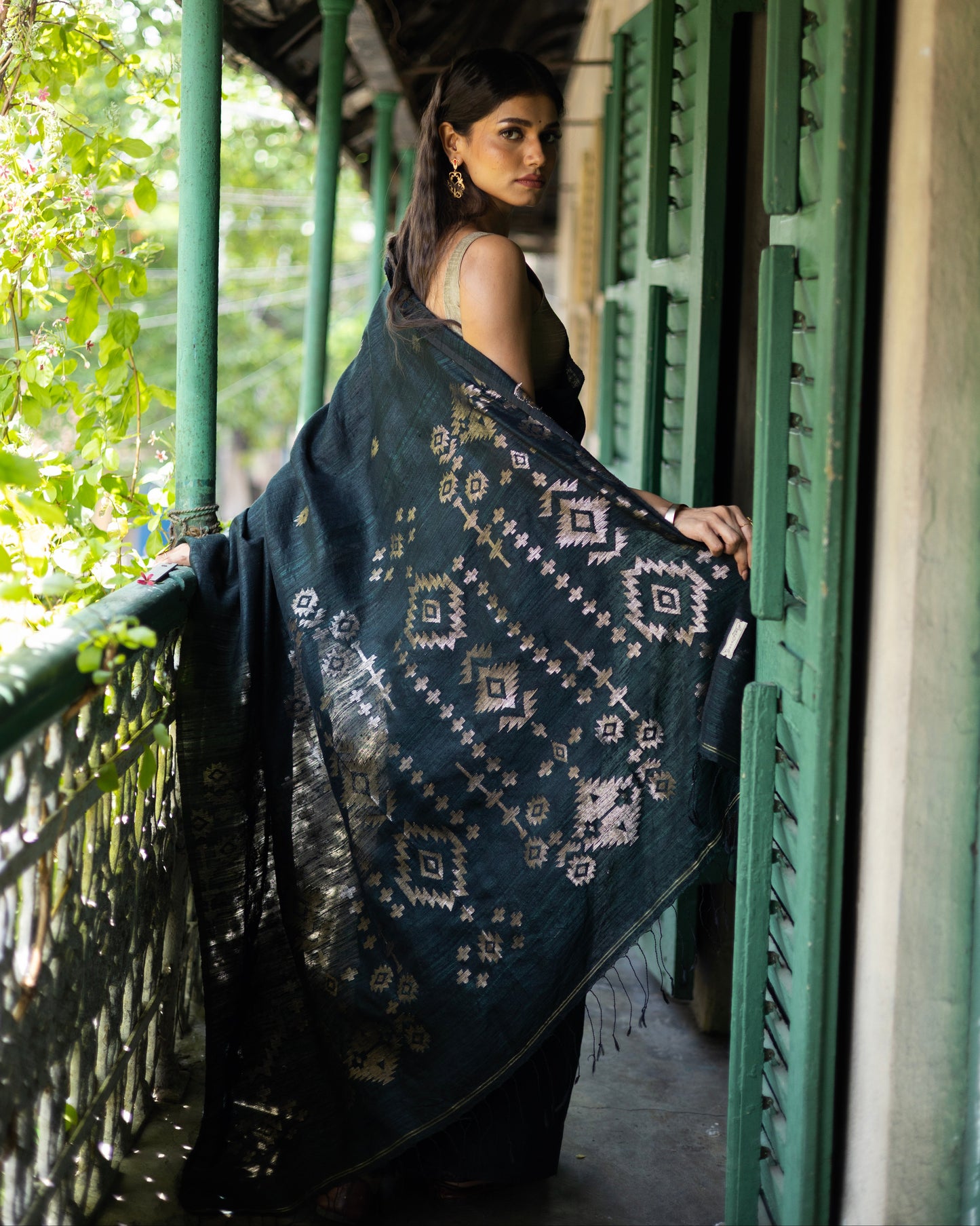 Green Pure Matka Silk Jamdani Handloom Saree