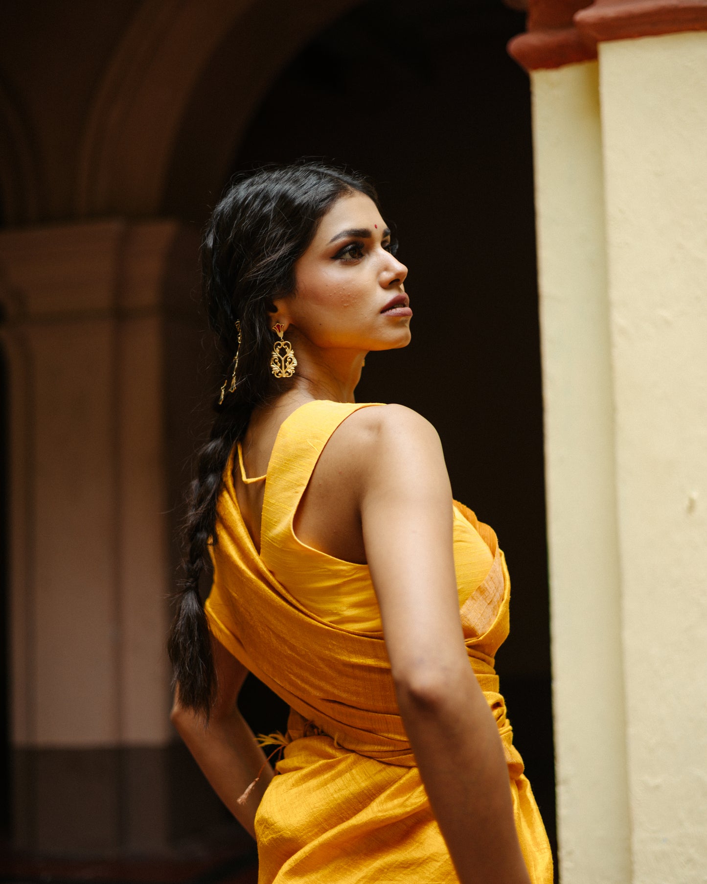 Yellow Pure Matka Silk Handloom Saree