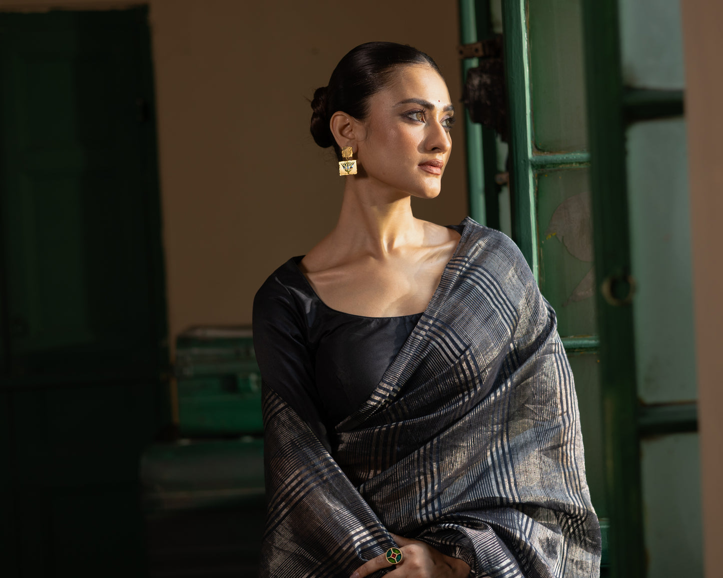 Blue Pure Tissue Matka Handloom Saree