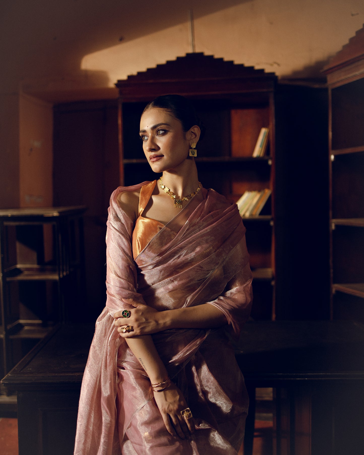 Pink Tissue Silk Jamdani Handloom Saree