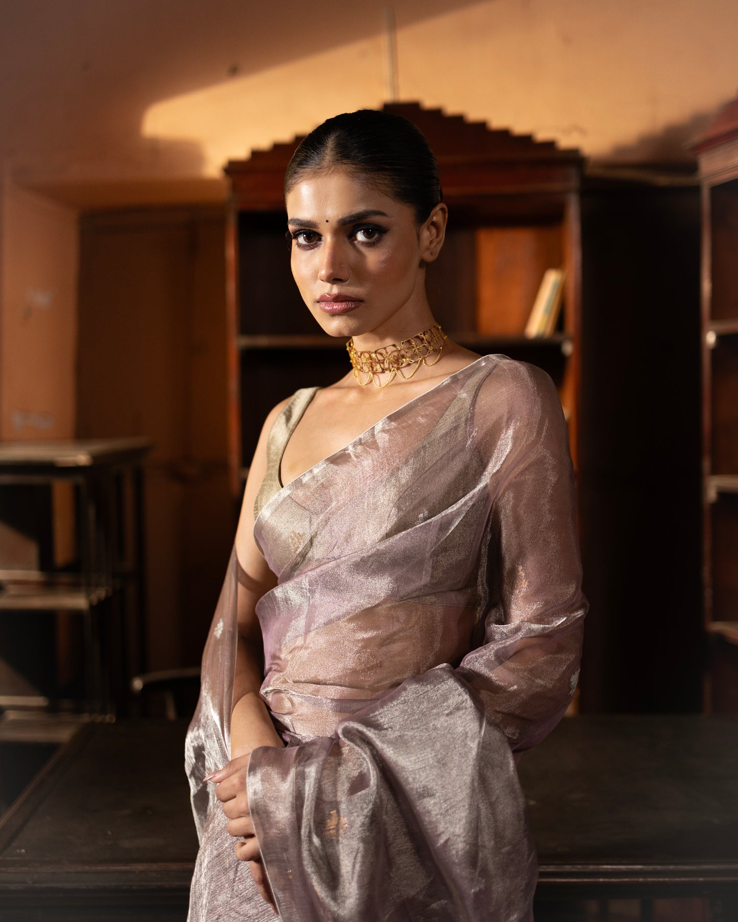 Lilac Tissue Silk Jamdani Handloom Saree