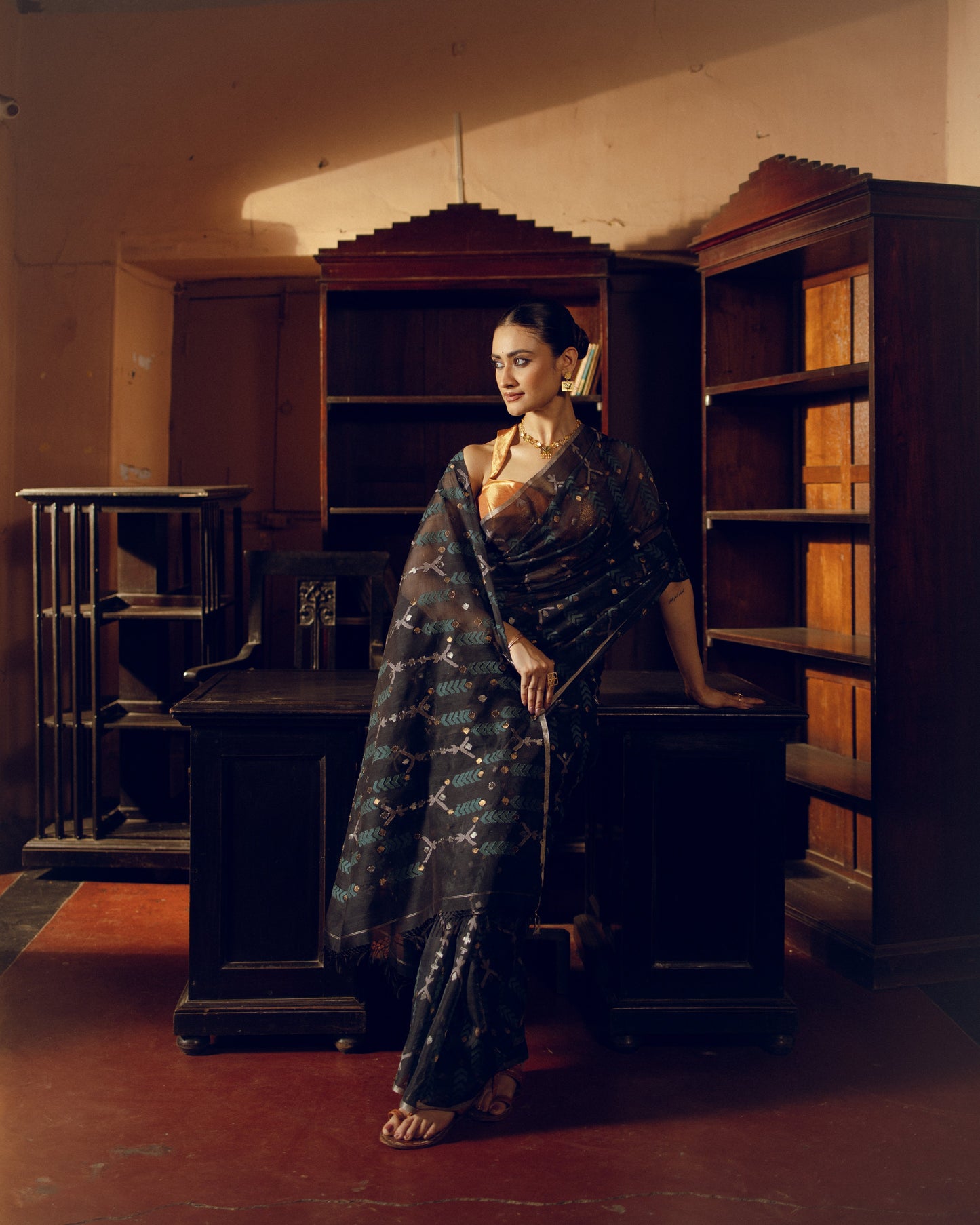 Blue Pure Organza Silk Jamdani Handloom Saree
