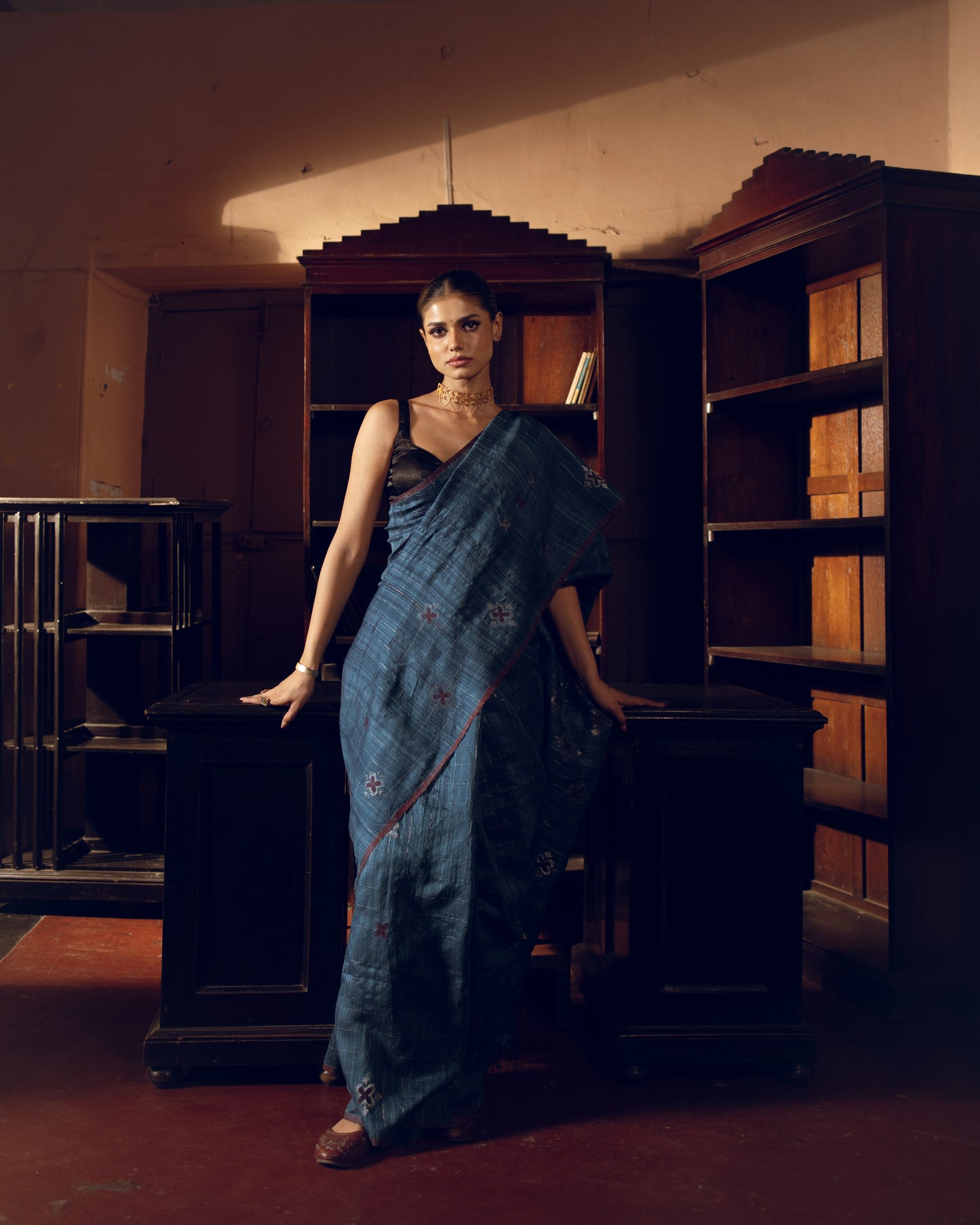 Blue Pure Matka Silk Jamdani Handloom Saree