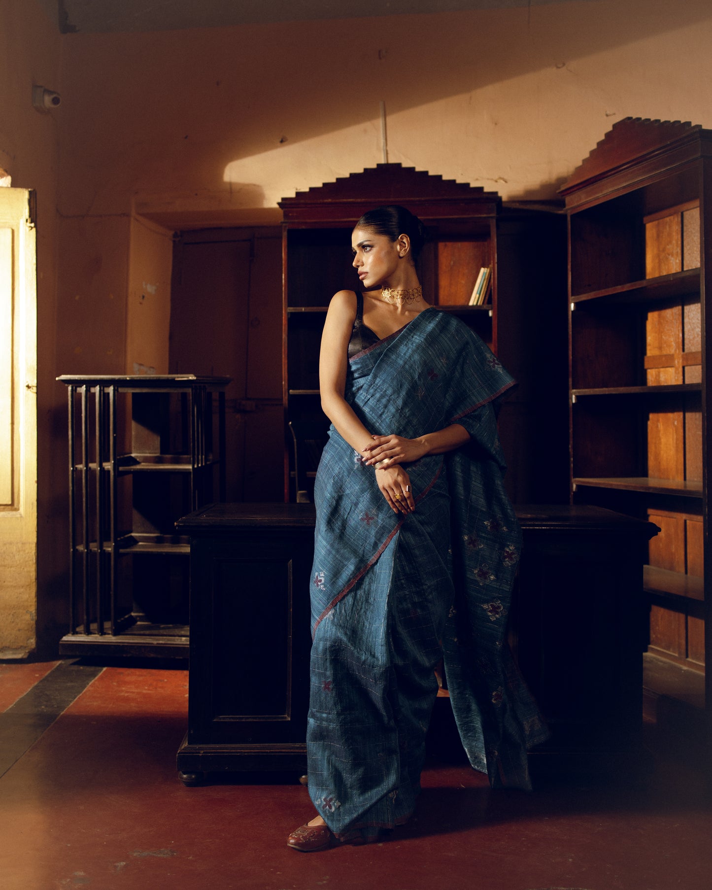 Blue Pure Matka Silk Jamdani Handloom Saree