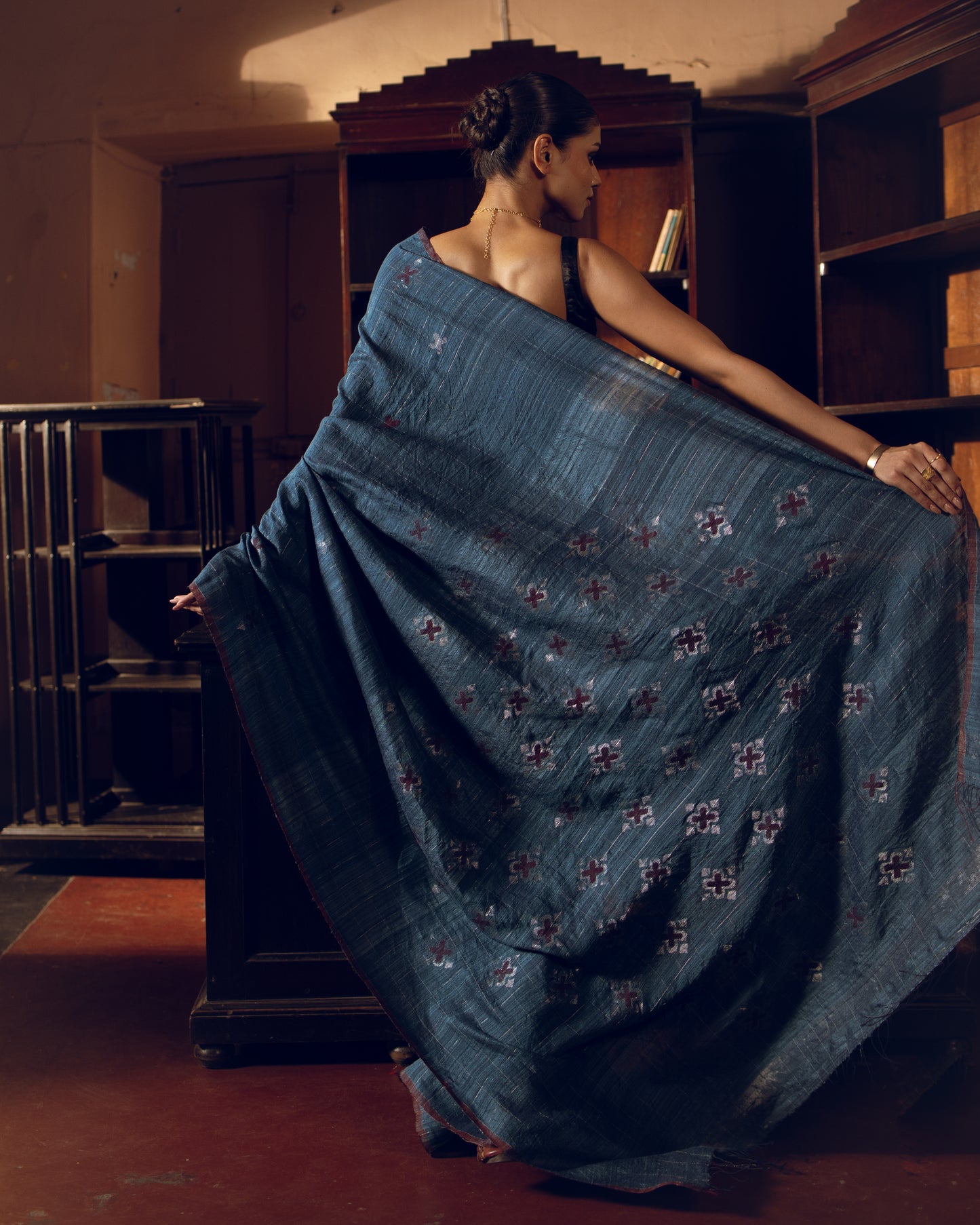 Blue Pure Matka Silk Jamdani Handloom Saree