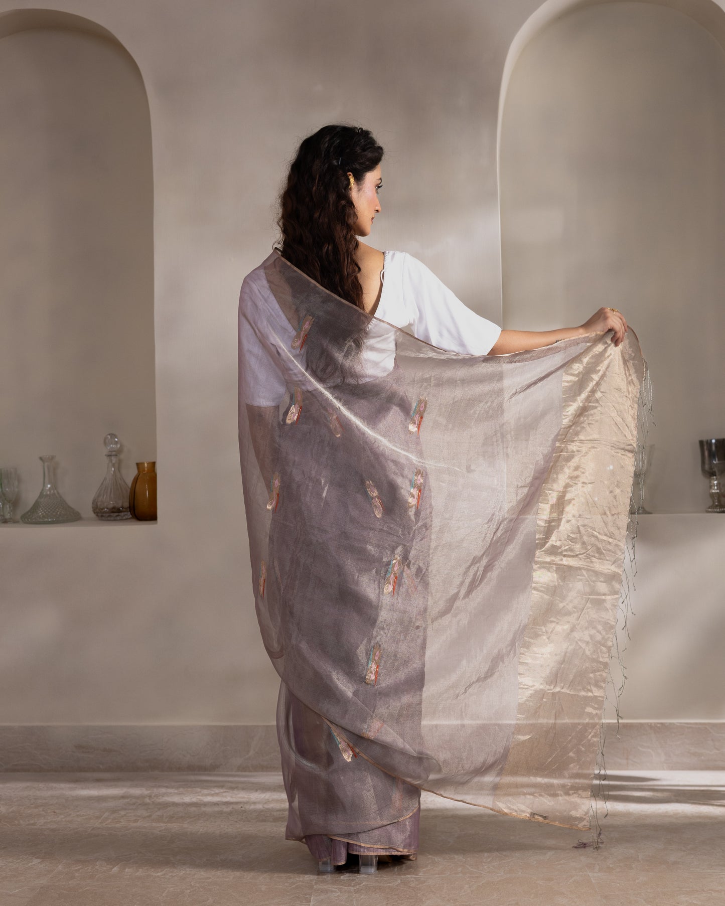 Mauve Tissue Silk Handloom Saree