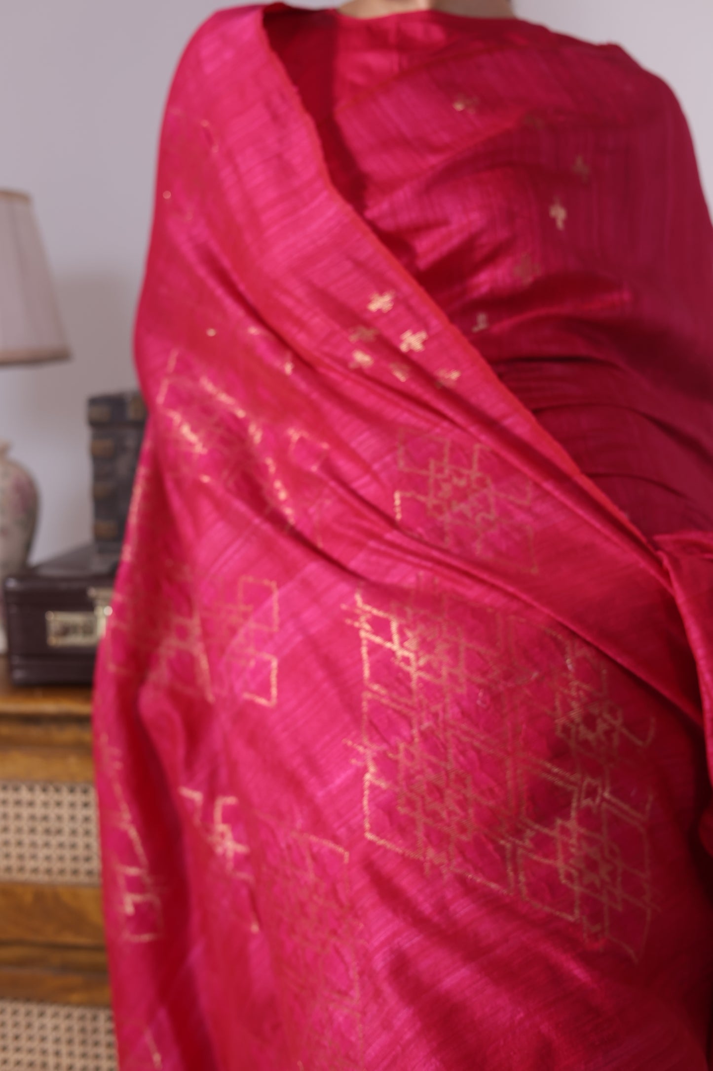 Fuchsia Pure Matka Silk Jamdani Handloom Saree