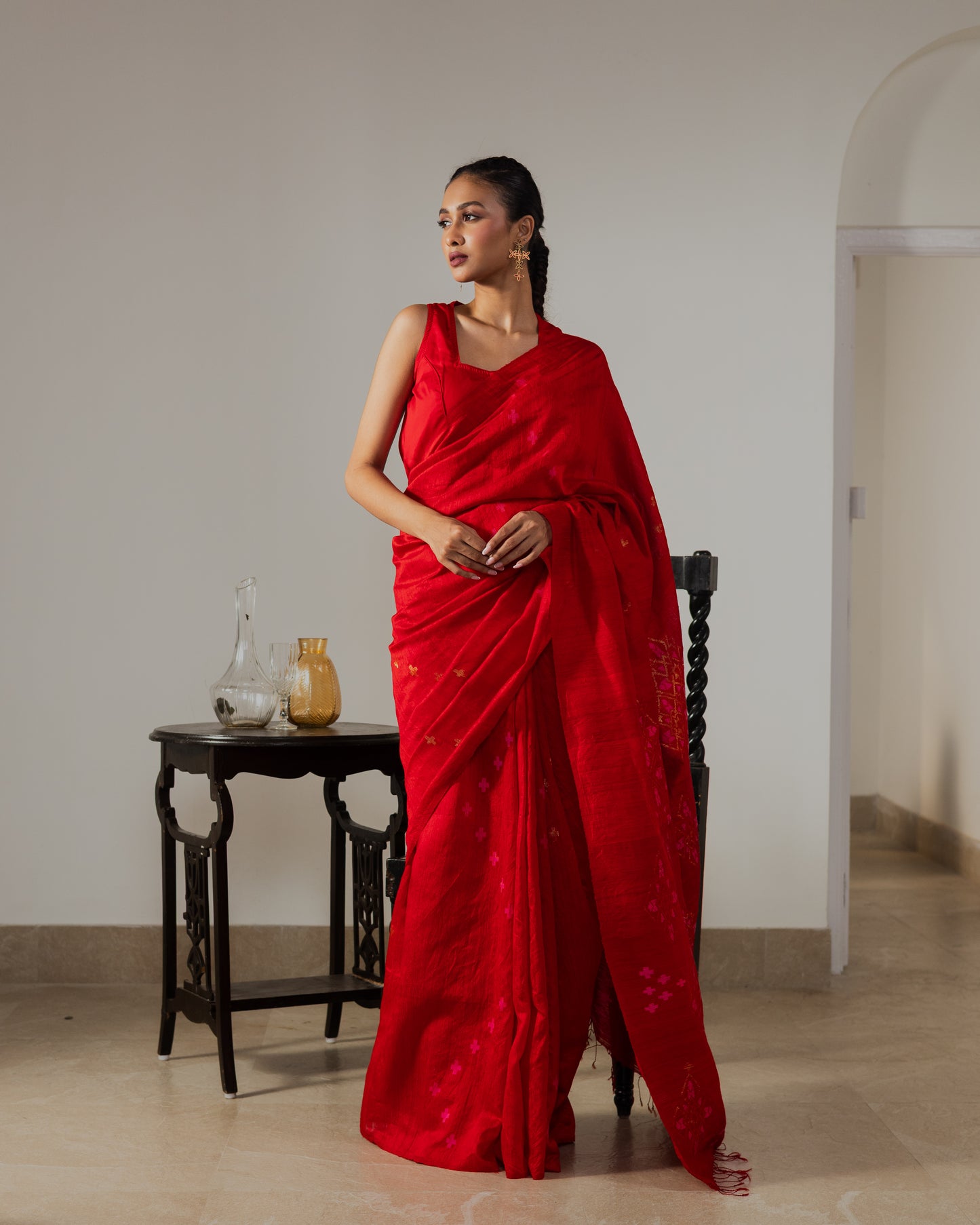 Red Pure Matka Silk Handloom Saree