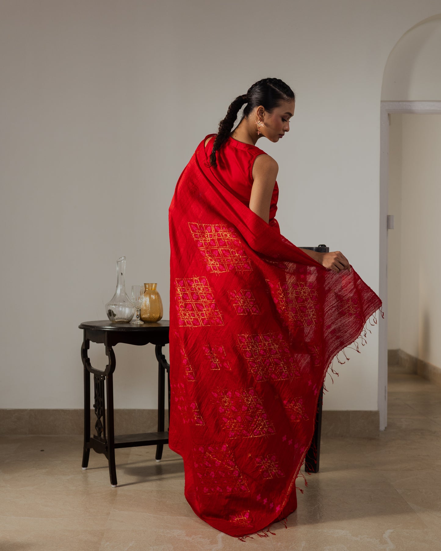 Red Pure Matka Silk Handloom Saree