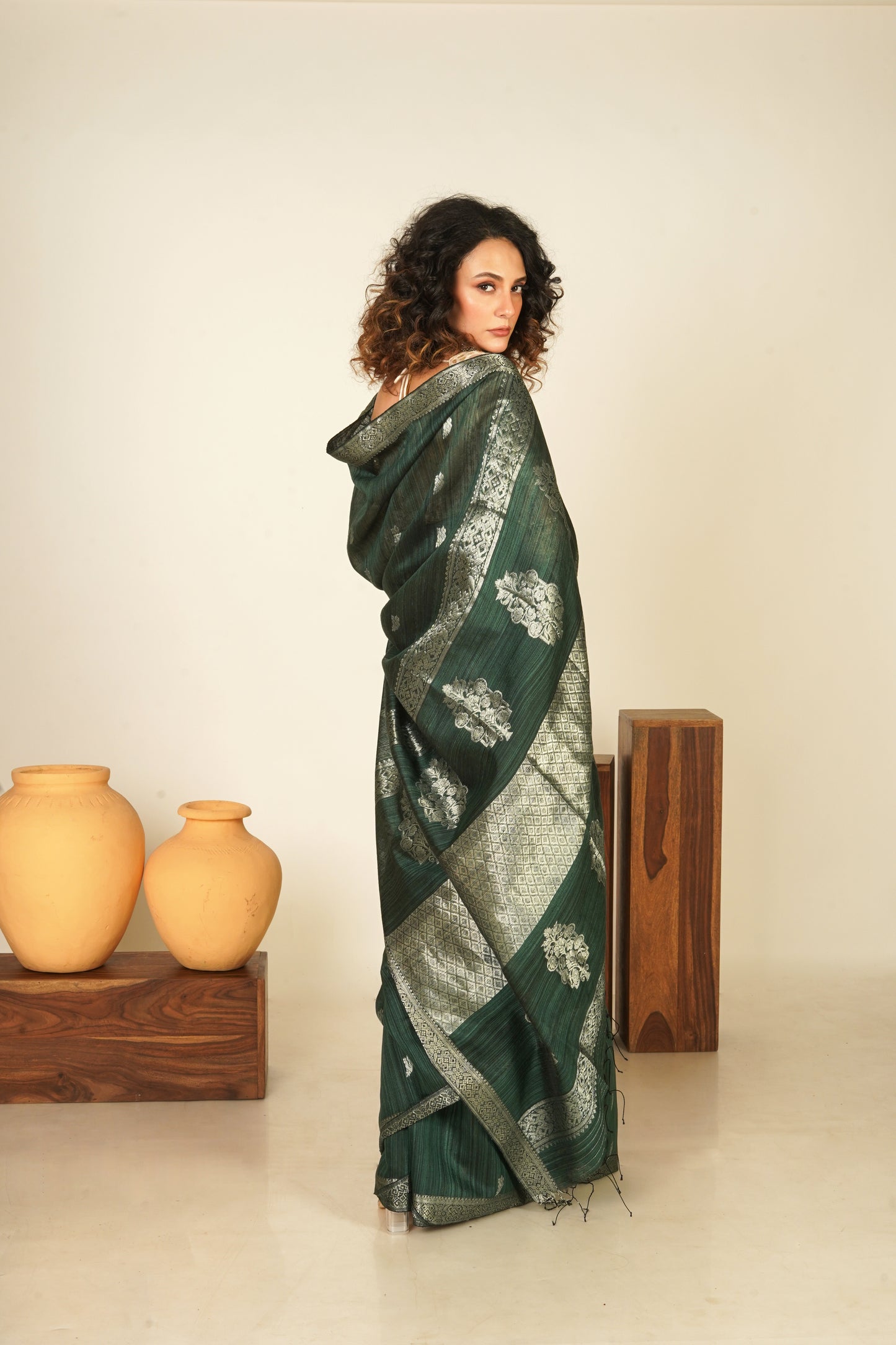 Green Pure Matka Silk Banarasi Handloom Saree