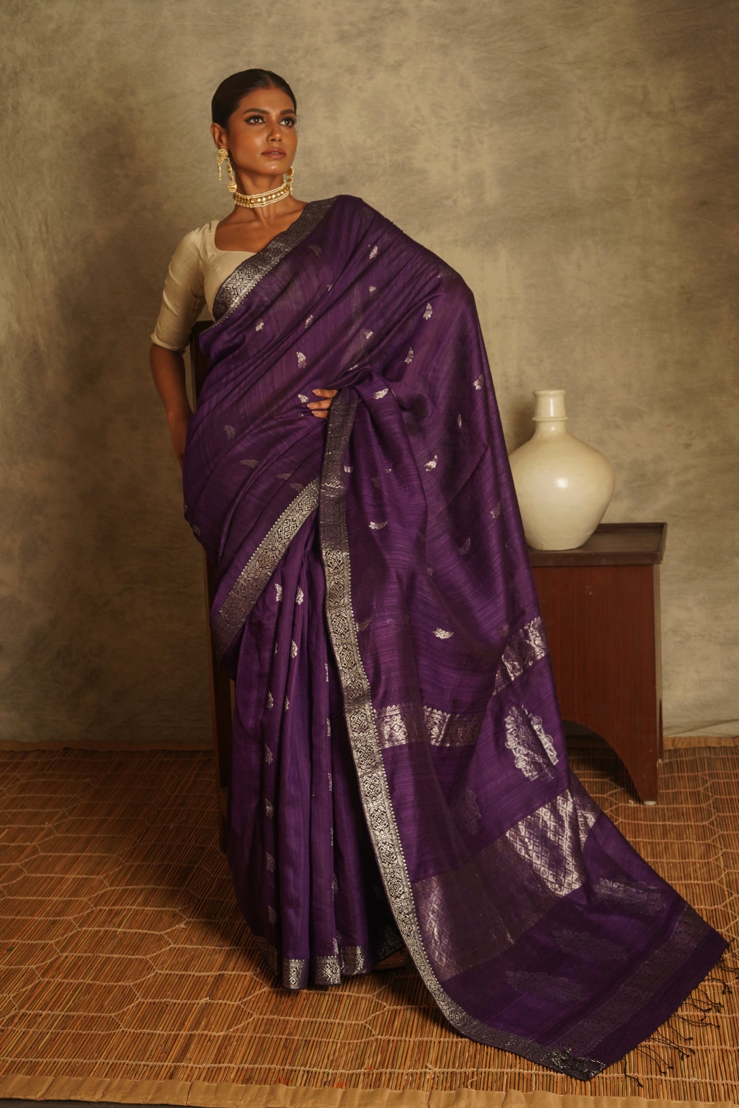 Purple Pure Matka Silk Banarasi Handloom Saree