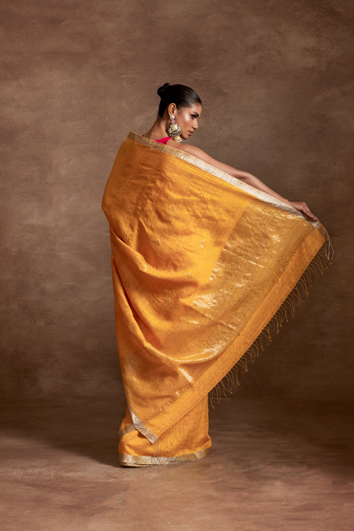 Yellow Pure Matka Silk Handloom Saree