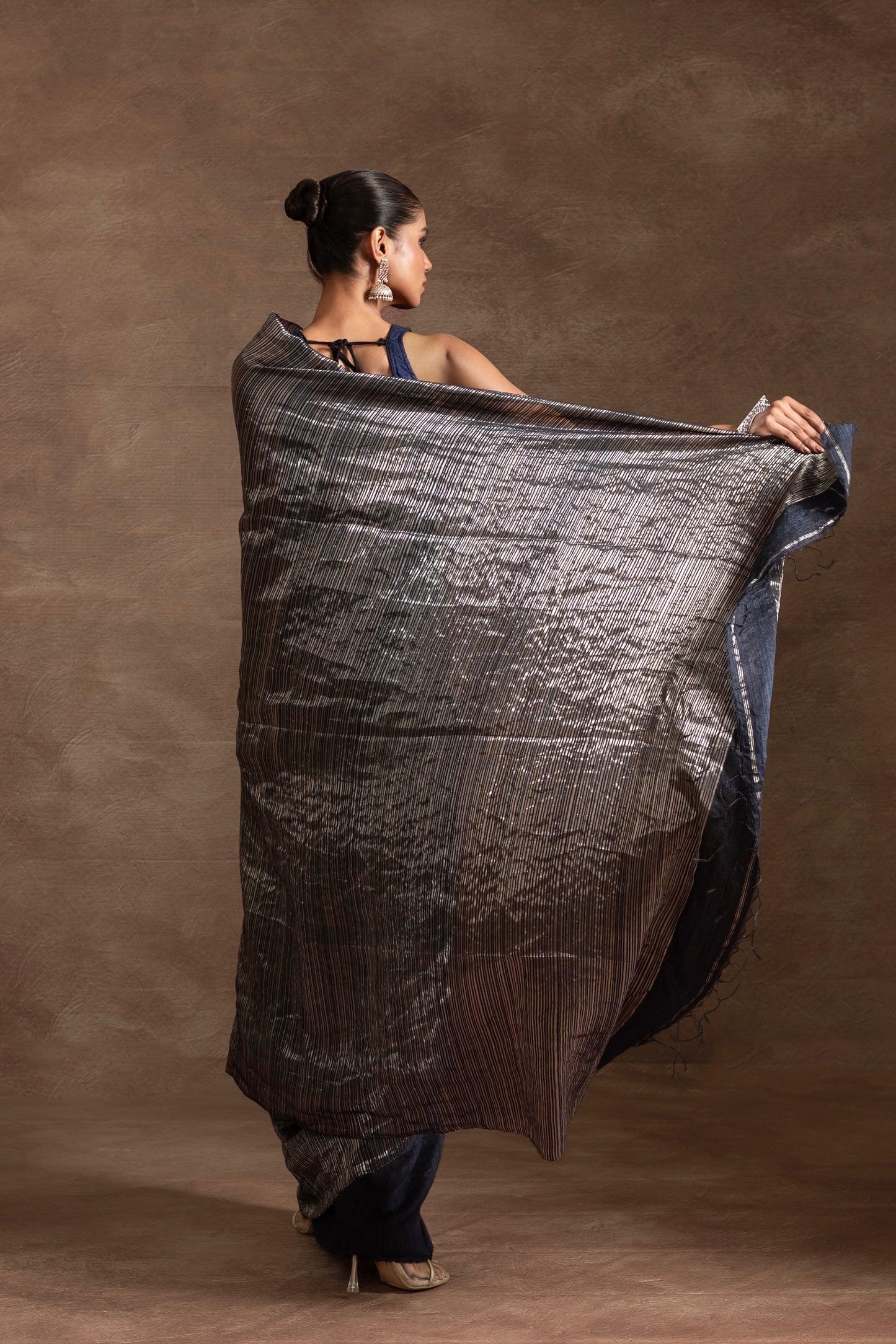 Blue Tissue Matka Silk Handloom Saree