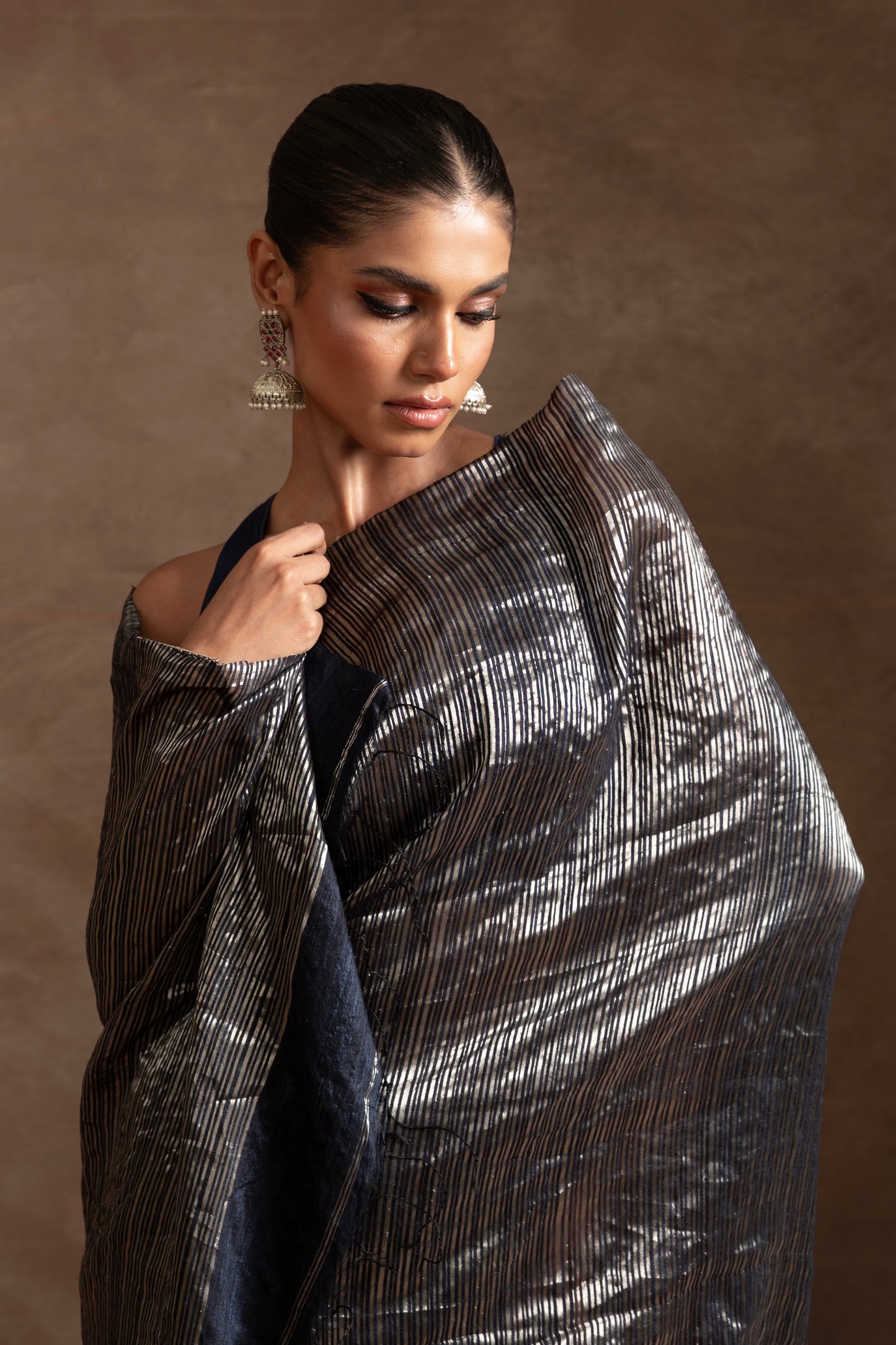 Blue Tissue Matka Silk Handloom Saree