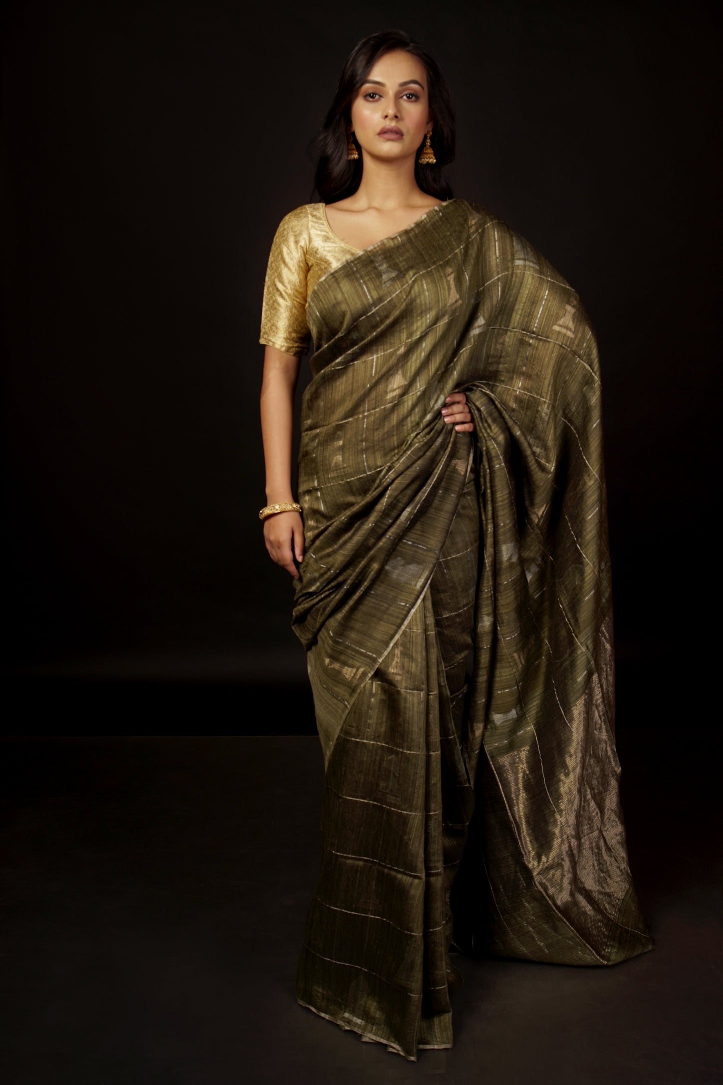 Green Pure Matka Silk Jamdani Handloom Saree