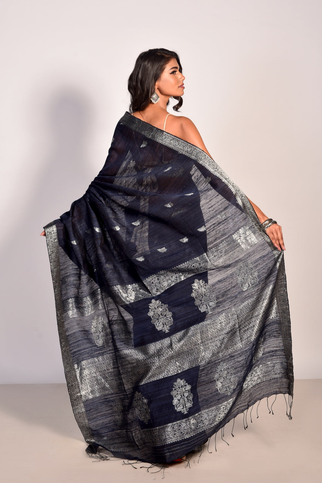 Blue Pure Matka Silk Banarasi Handloom Saree
