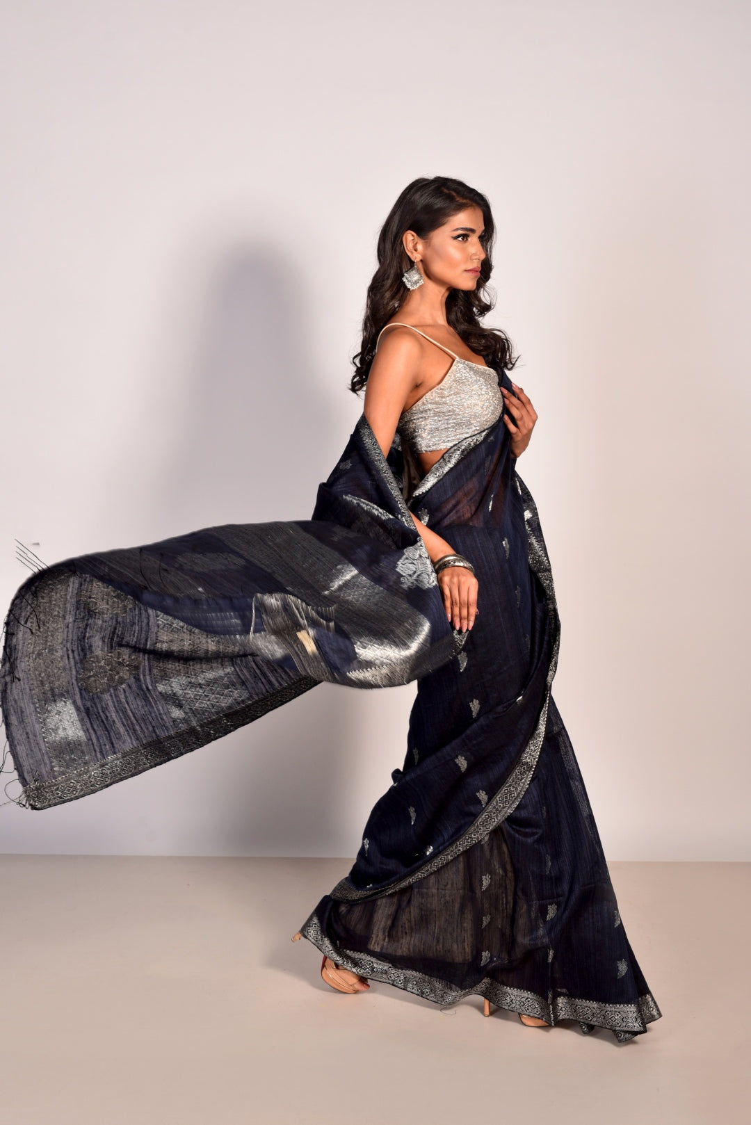 Blue Pure Matka Silk Banarasi Handloom Saree