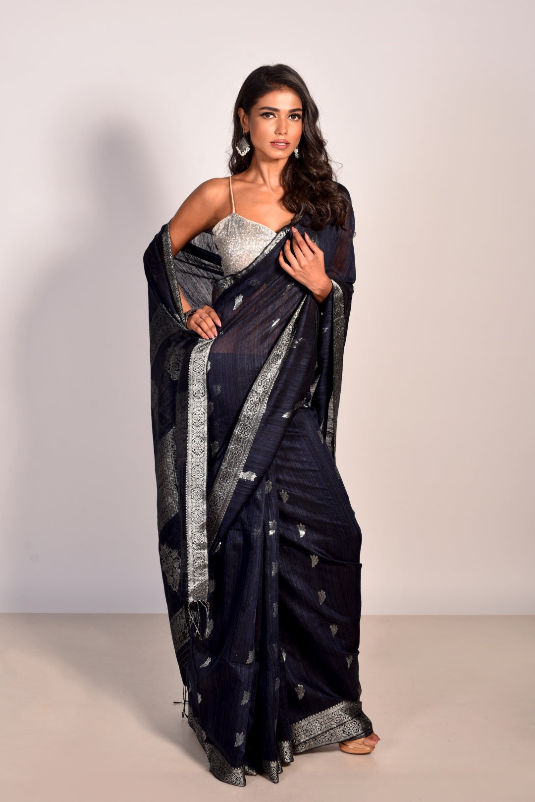 Blue Pure Matka Silk Banarasi Handloom Saree