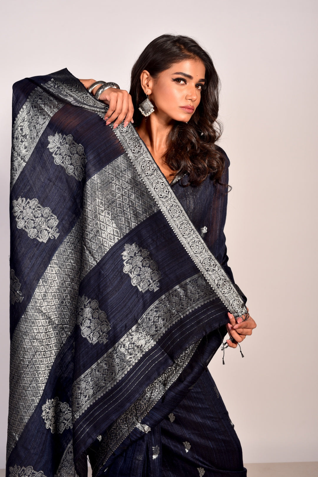 Blue Pure Matka Silk Banarasi Handloom Saree