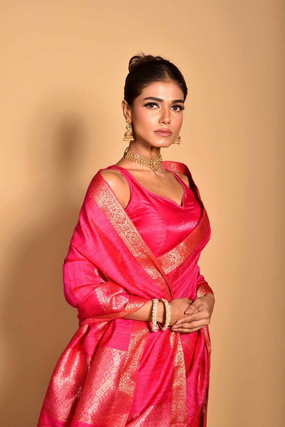 Fuchsia Pure Matka Silk Banrasi Handloom Saree