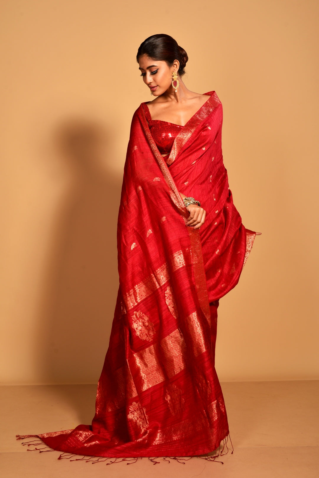 Red Pure Matka Silk Banarasi Handloom Saree