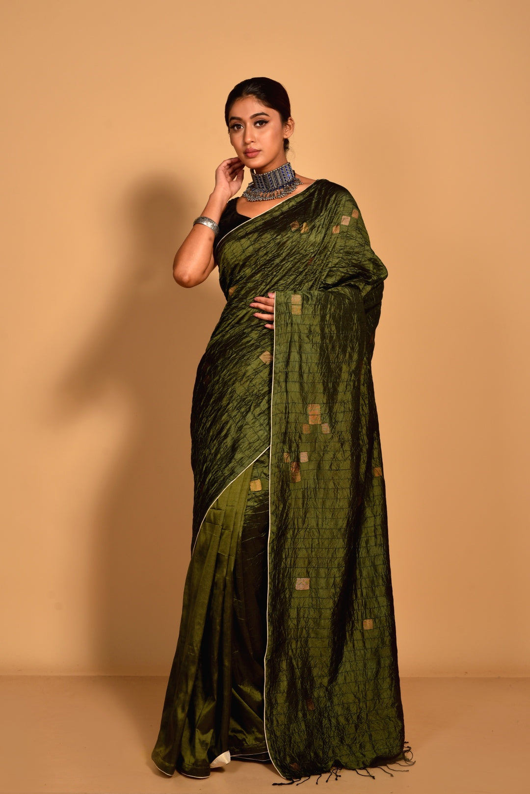 Green Pure Katan Silk Jamdani Handloom Saree