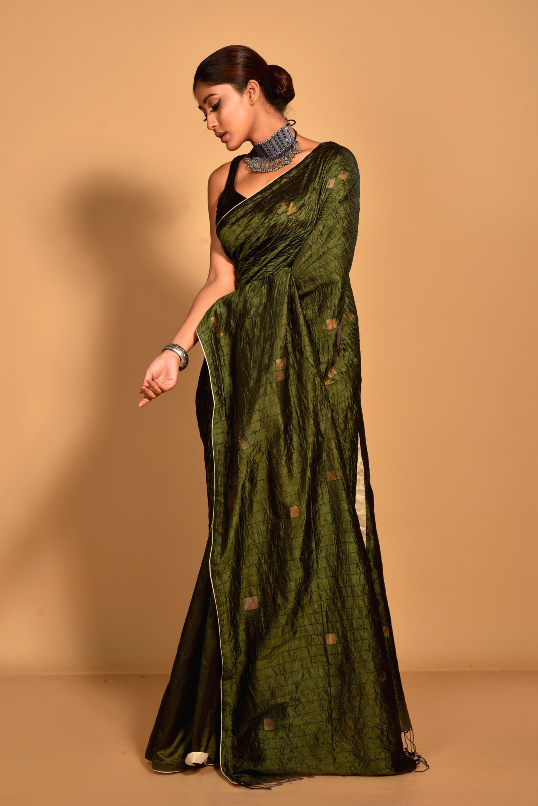 Green Pure Katan Silk Jamdani Handloom Saree