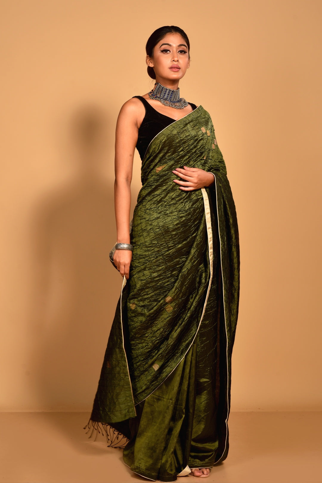 Green Pure Katan Silk Jamdani Handloom Saree