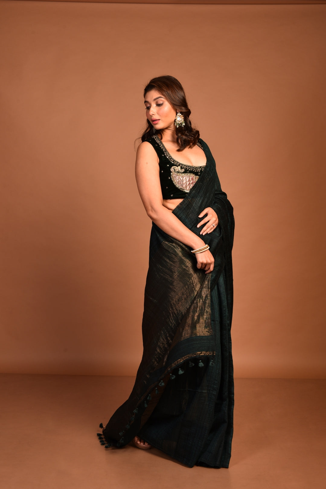 Green Pure Matka Silk Handloom Saree