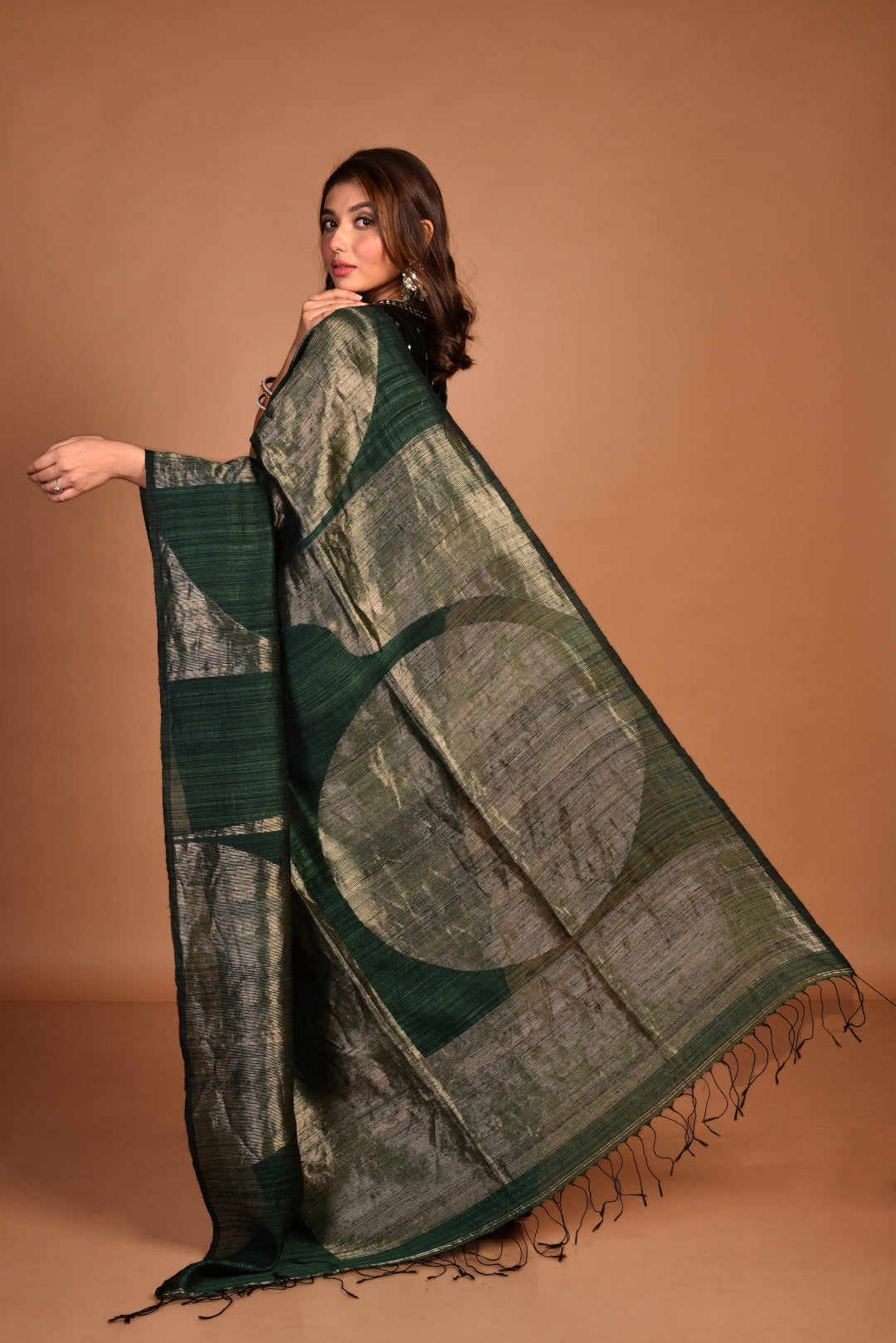 Green Pure Matka Silk Jamdani Handloom Saree(Pre-Order)