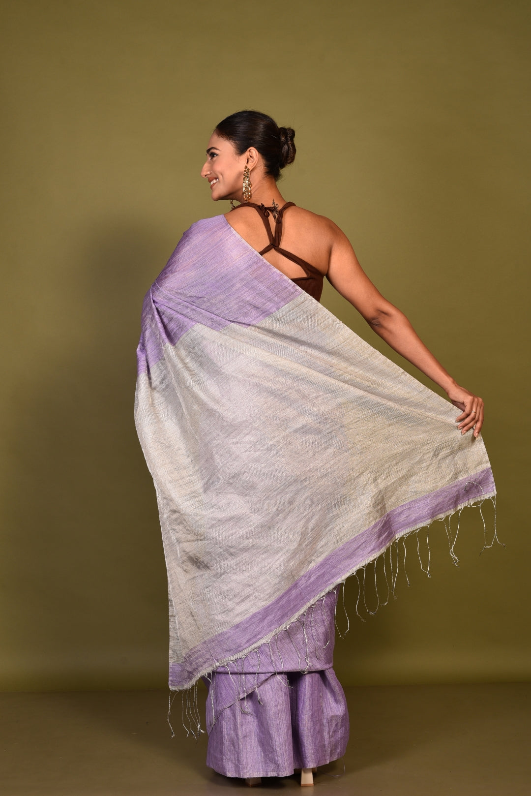 Mauve Pure Matka Tissue Handloom Saree