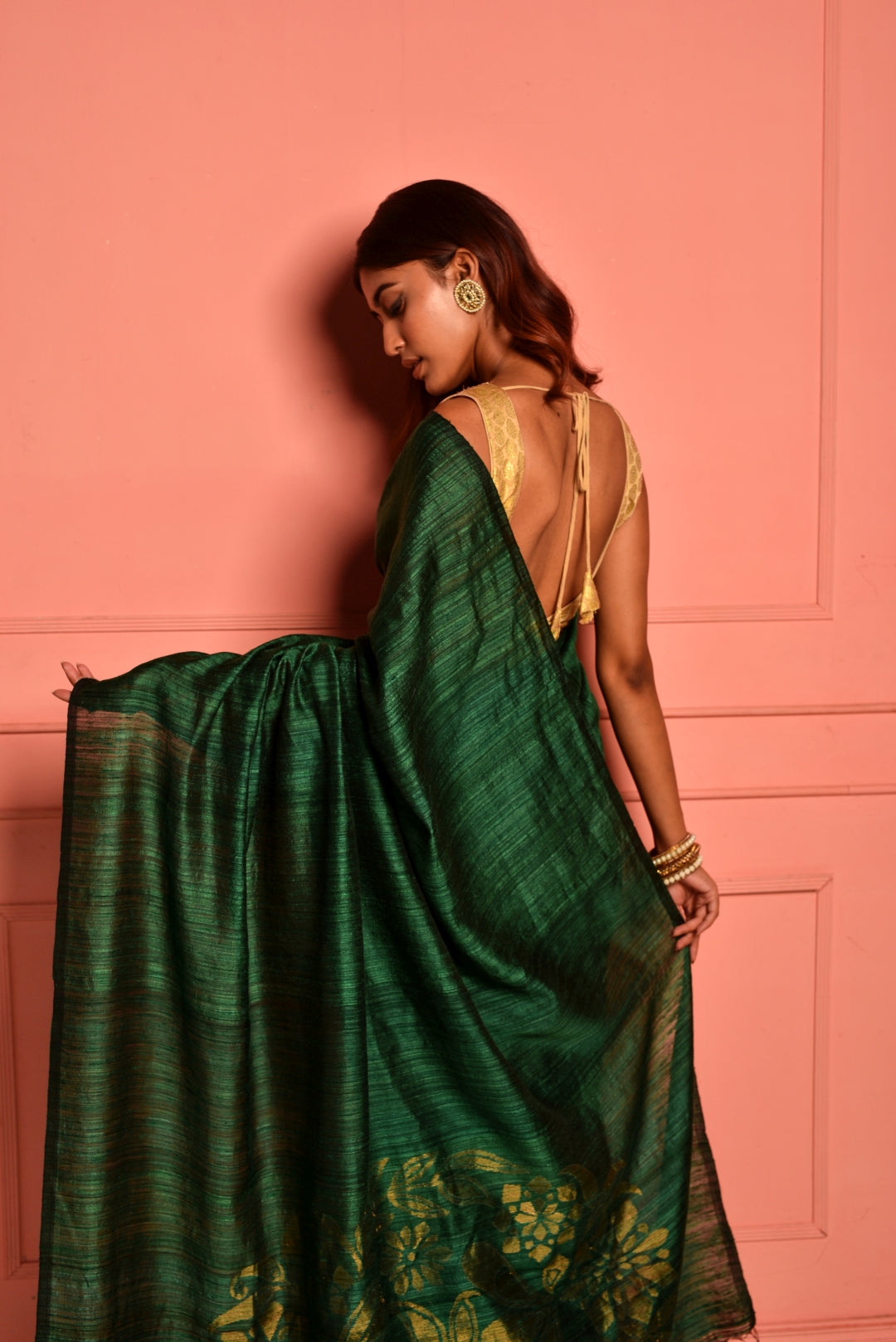 Green Pure Matka Silk Jamdani Handloom Saree