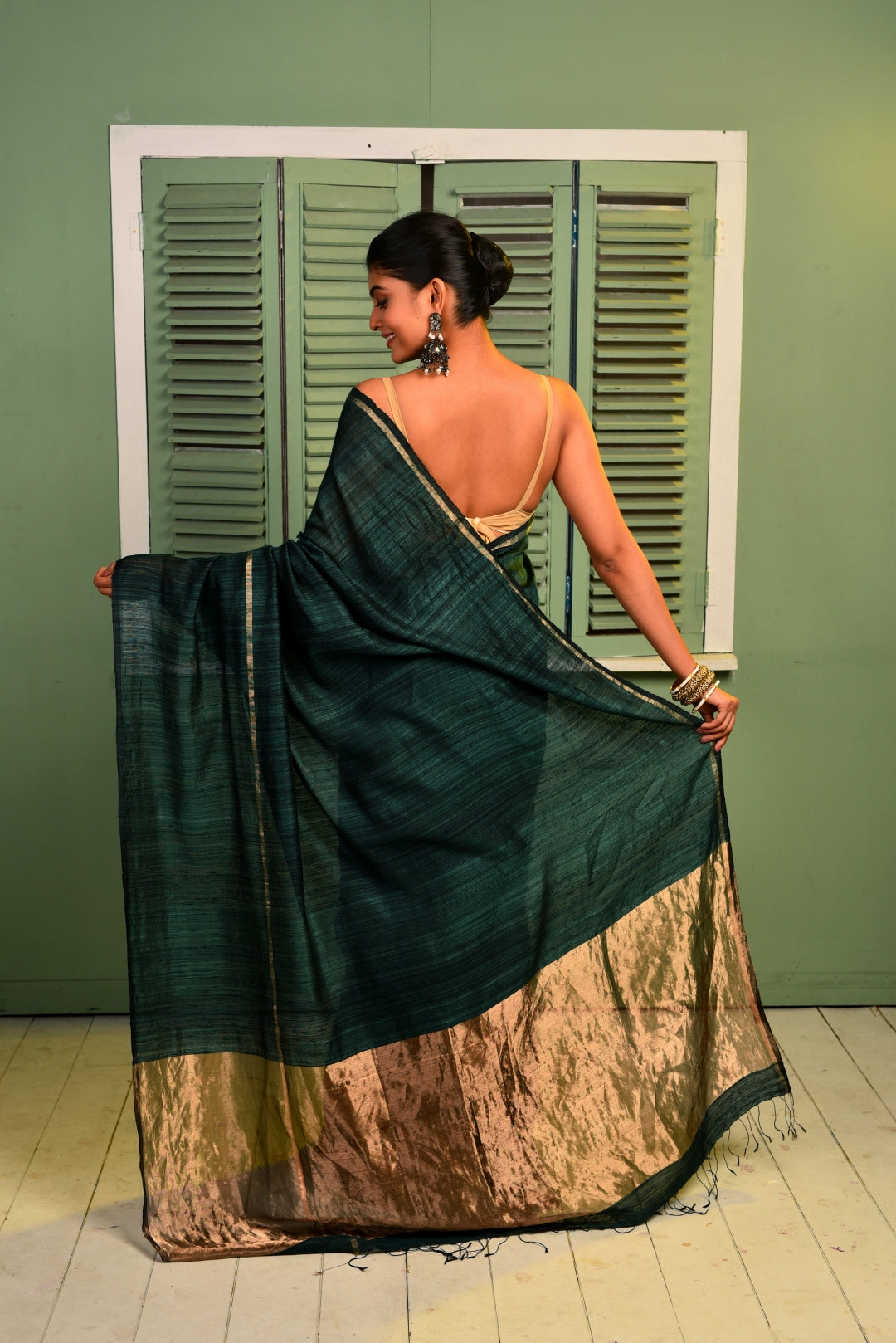 Green Pure Matka Silk Handloom Saree