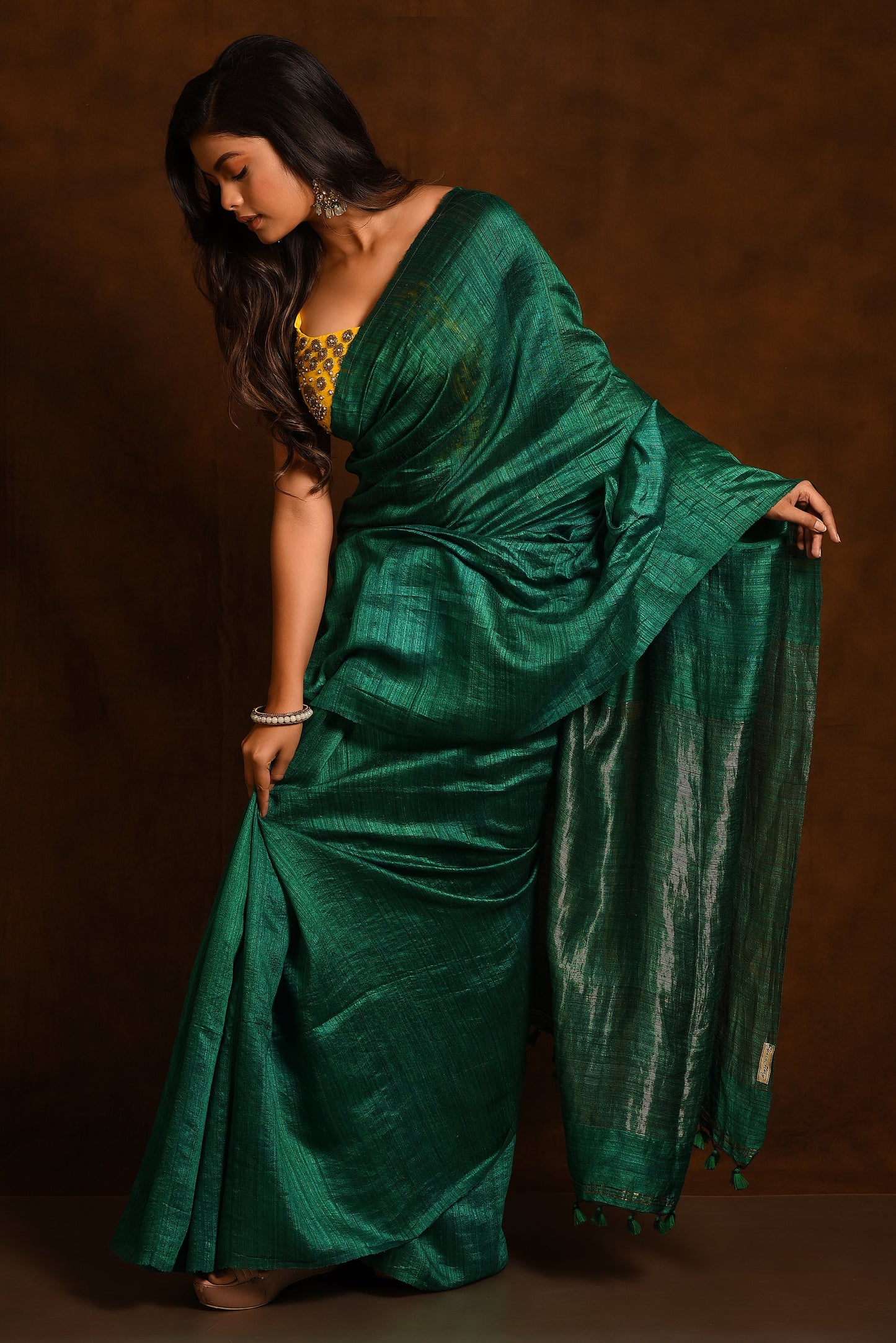 Green Pure Matka Silk Handloom Saree