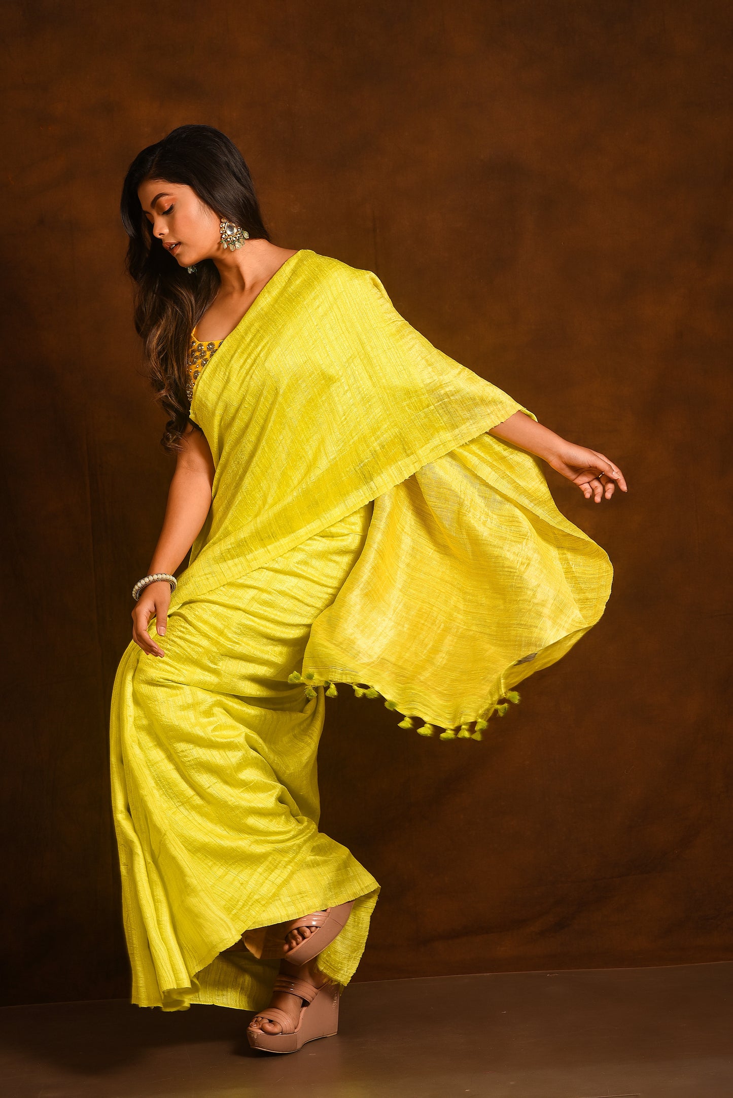 Yellow Pure Matka Silk Handloom Saree