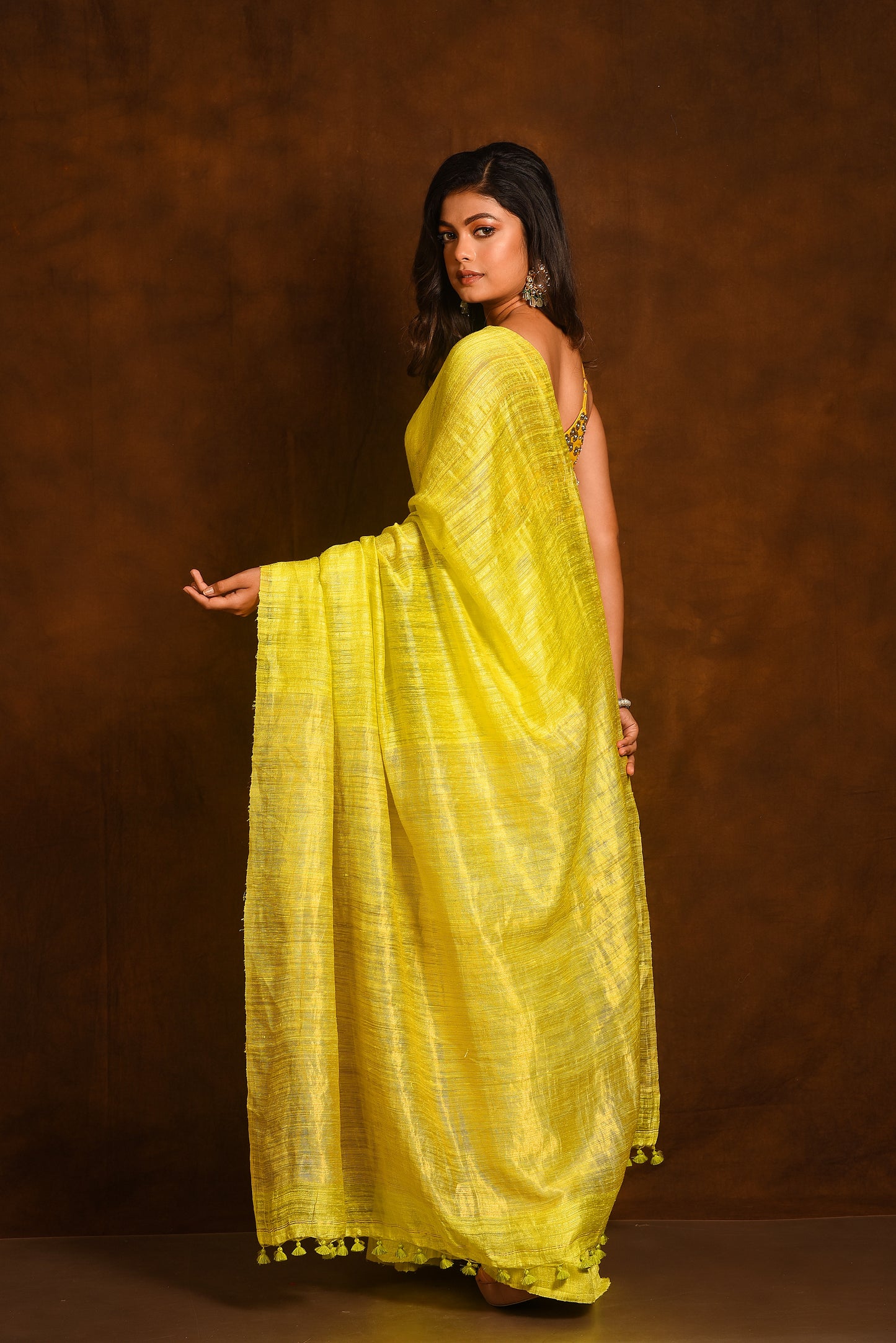 Yellow Pure Matka Silk Handloom Saree