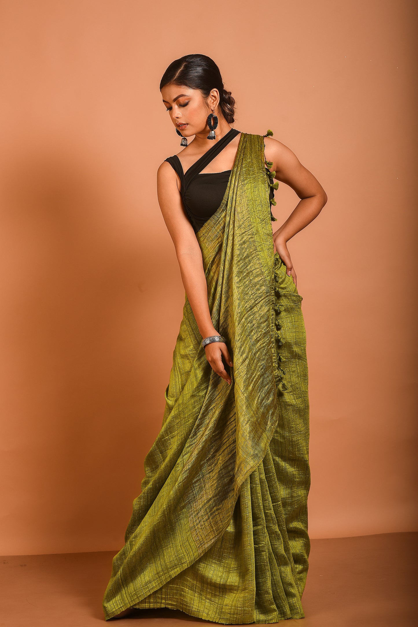 Green Pure Matka Silk Handloom Saree