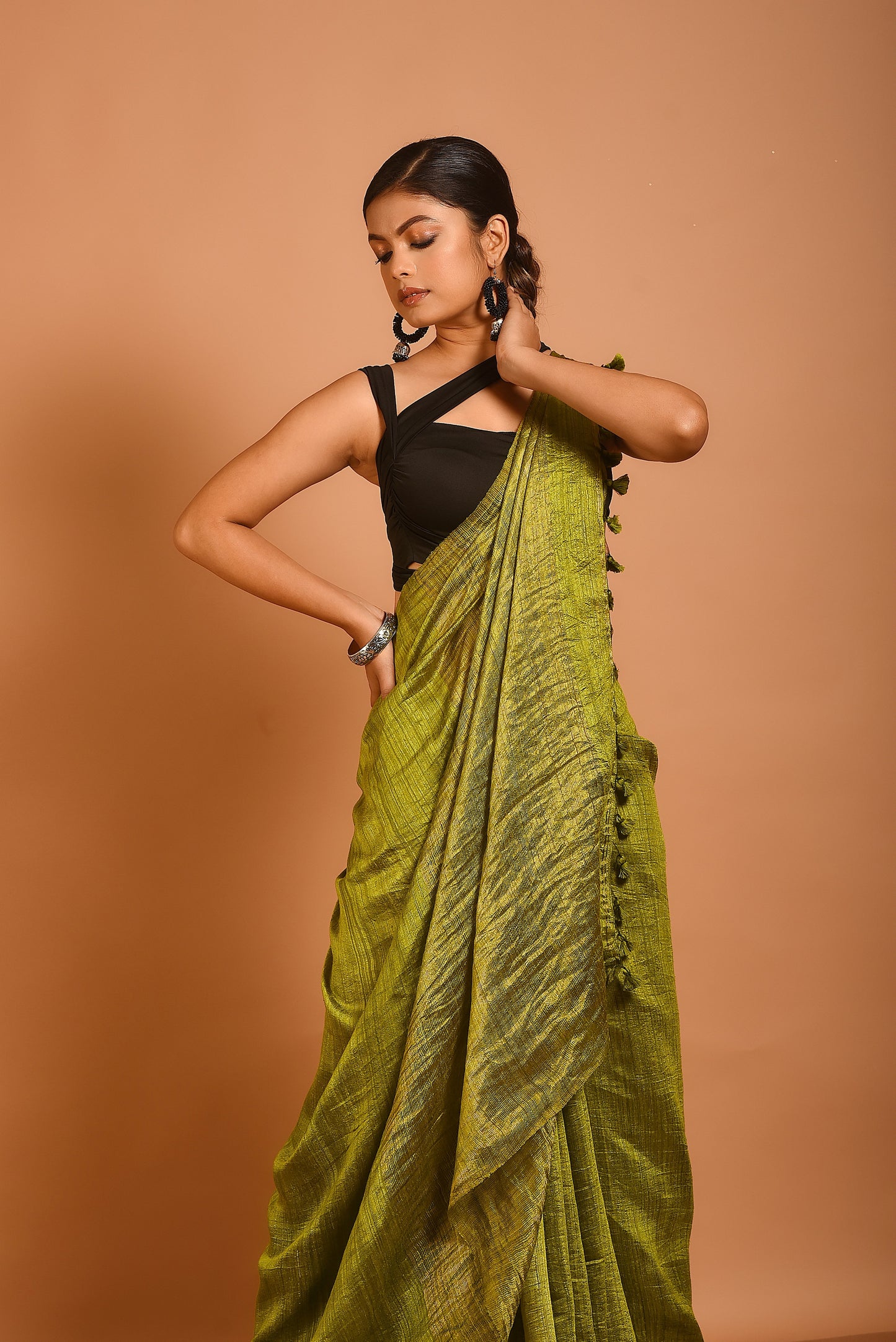 Green Pure Matka Silk Handloom Saree