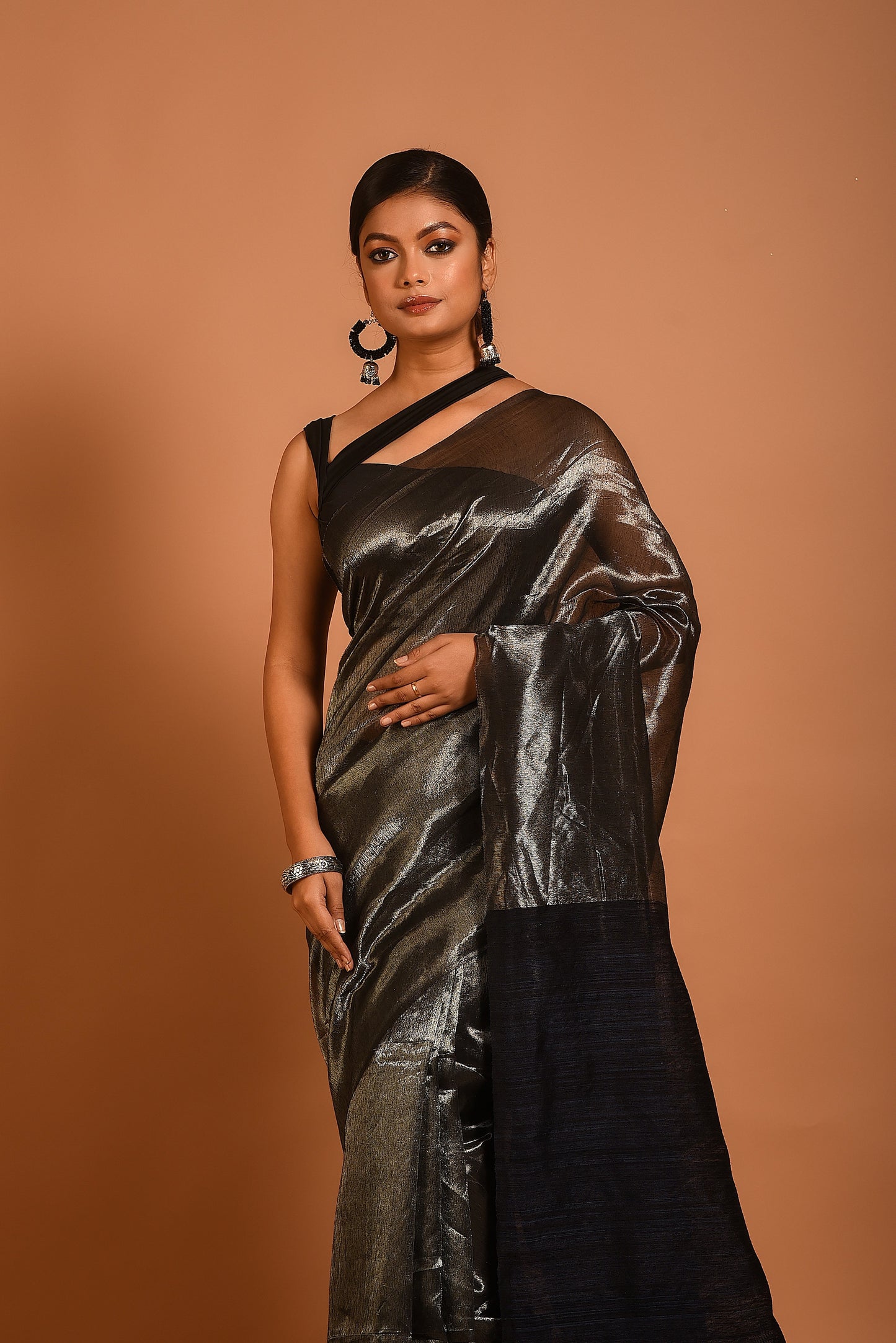 Silver Tissue Organza Silk Handloom Saree